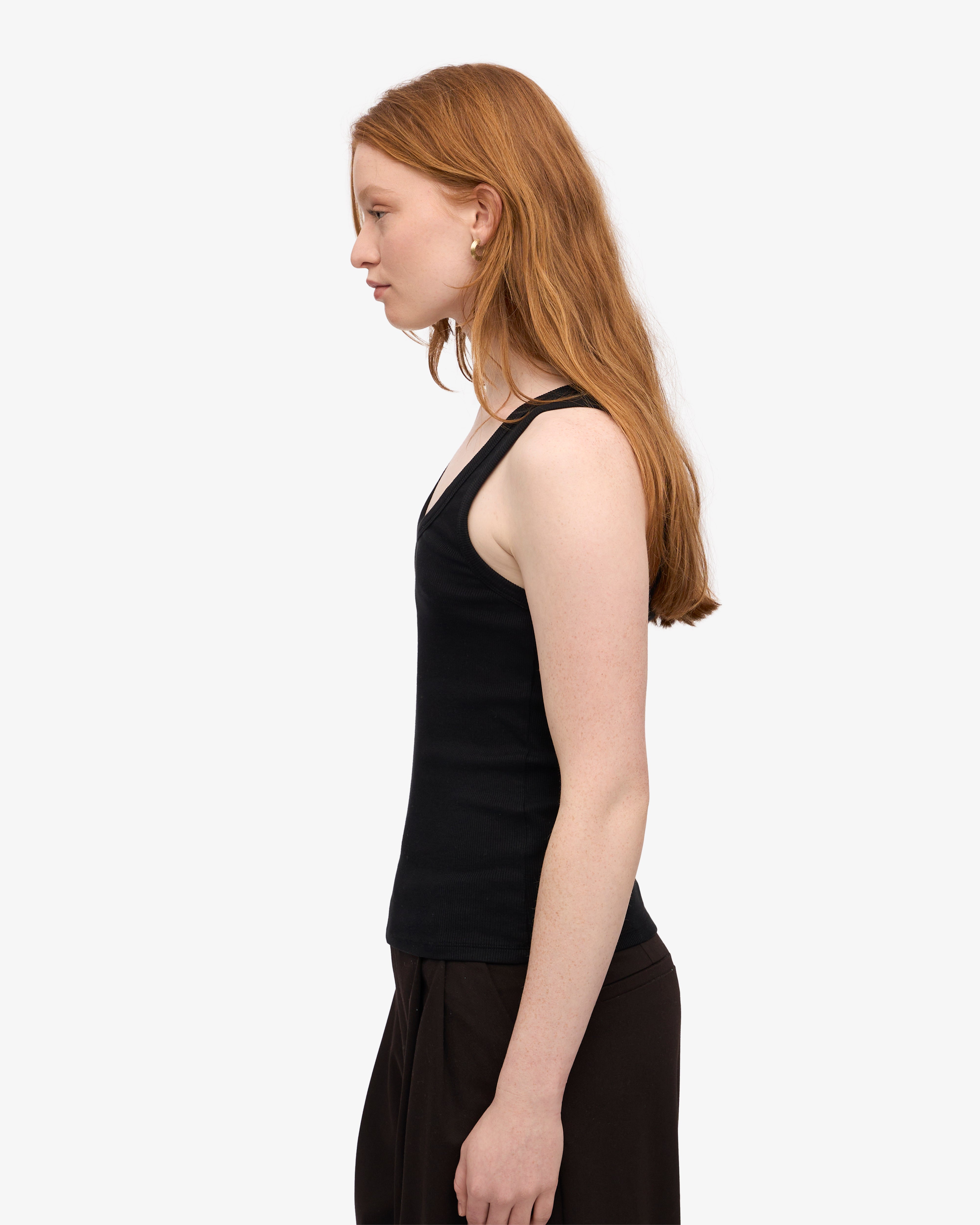 Organic Cotton Women's Ribbed Tank Top - Deep Black | Soft & Breathable for Yoga, Workouts & Casual Wear