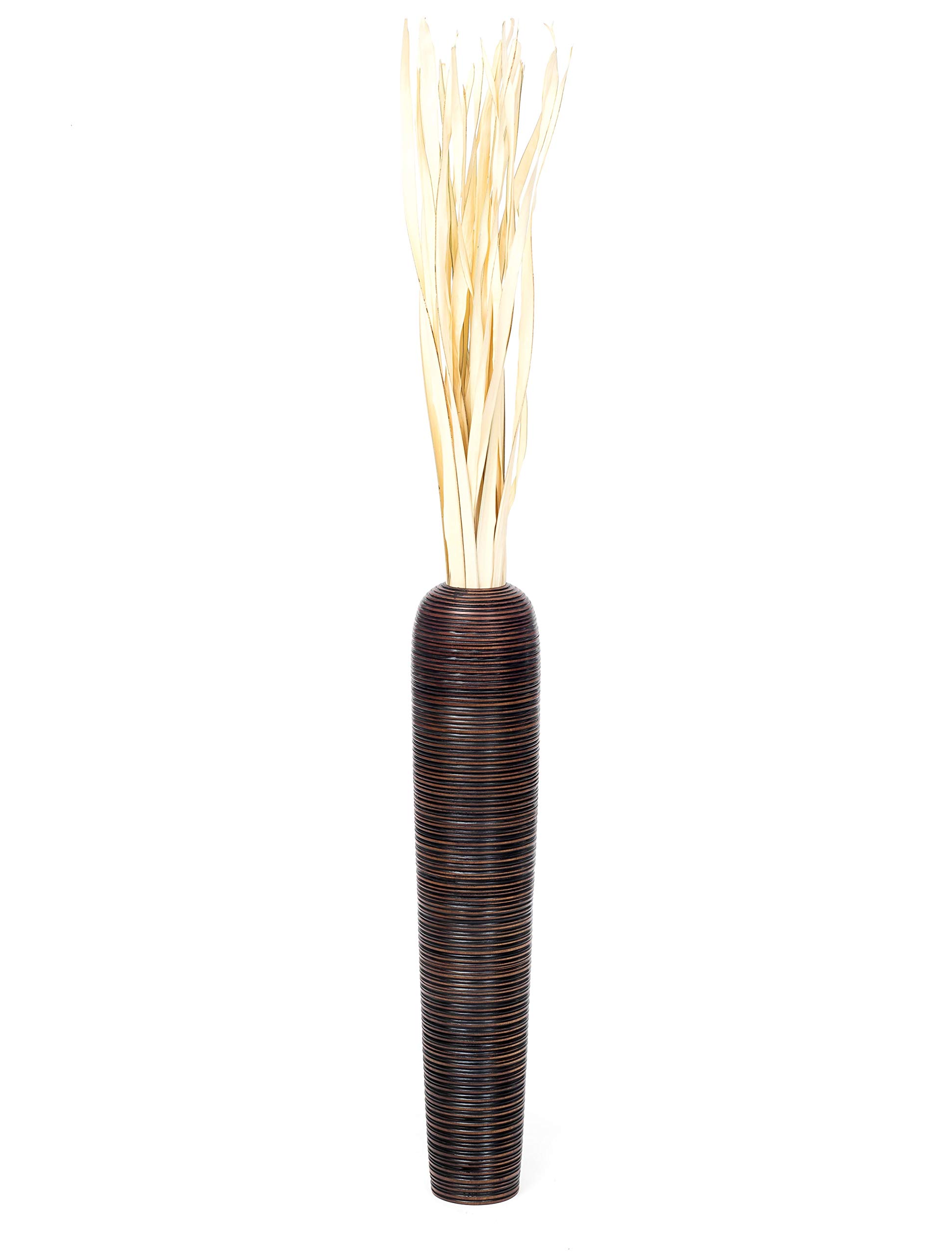 Leewadee 28-inch Large Brown Wooden Floor Vase - Farmhouse Home Decor for Flowers, Fake Plants & Pampas Grass | Perfect for Living Room, Entryway & Wedding Centerpieces