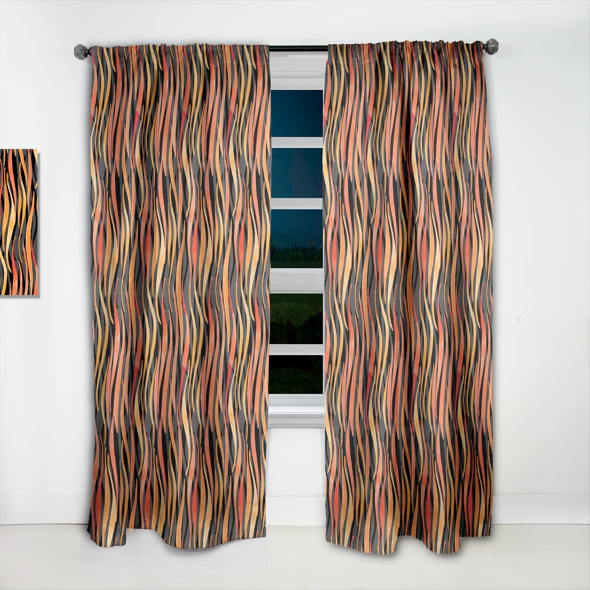 DesignQ Fire Flame Pattern Thermal Insulated Curtains - Single Panel 52x84 - Blackout Drapes for Bedroom & Living Room - Perfect for Home Decor, Privacy & Energy Efficiency