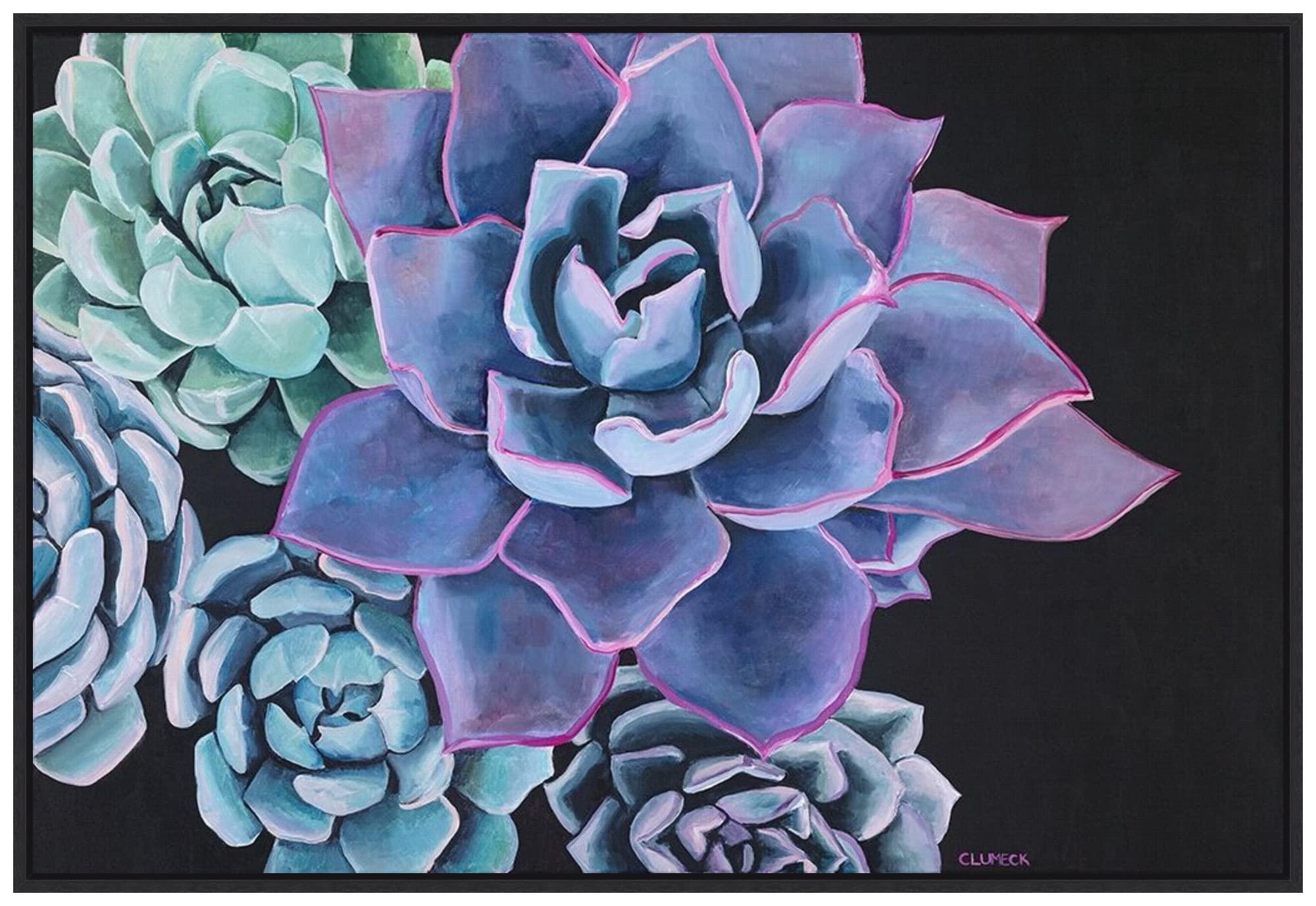 Amanti Art Framed Canvas Wall Art 23x33 - 'Abundance (Succulent)' by Alana Clumeck, Modern Floral Painting for Living Room, Bedroom & Bathroom Decor | Large Framed Flower Artwork, Perfect for Home, Office & Gift Giving