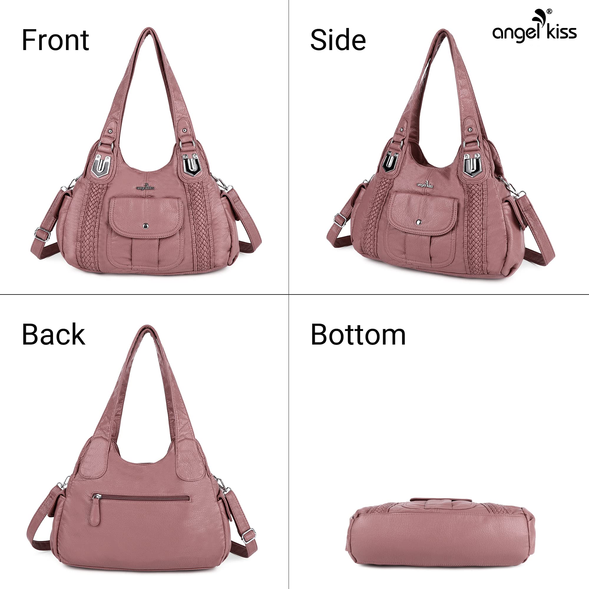 Angelkiss Women's Vegan Leather Crossbody Hobo Satchel Shoulder Tote Purse - Stylish & Durable Handbag for Work, Travel & Everyday Use
