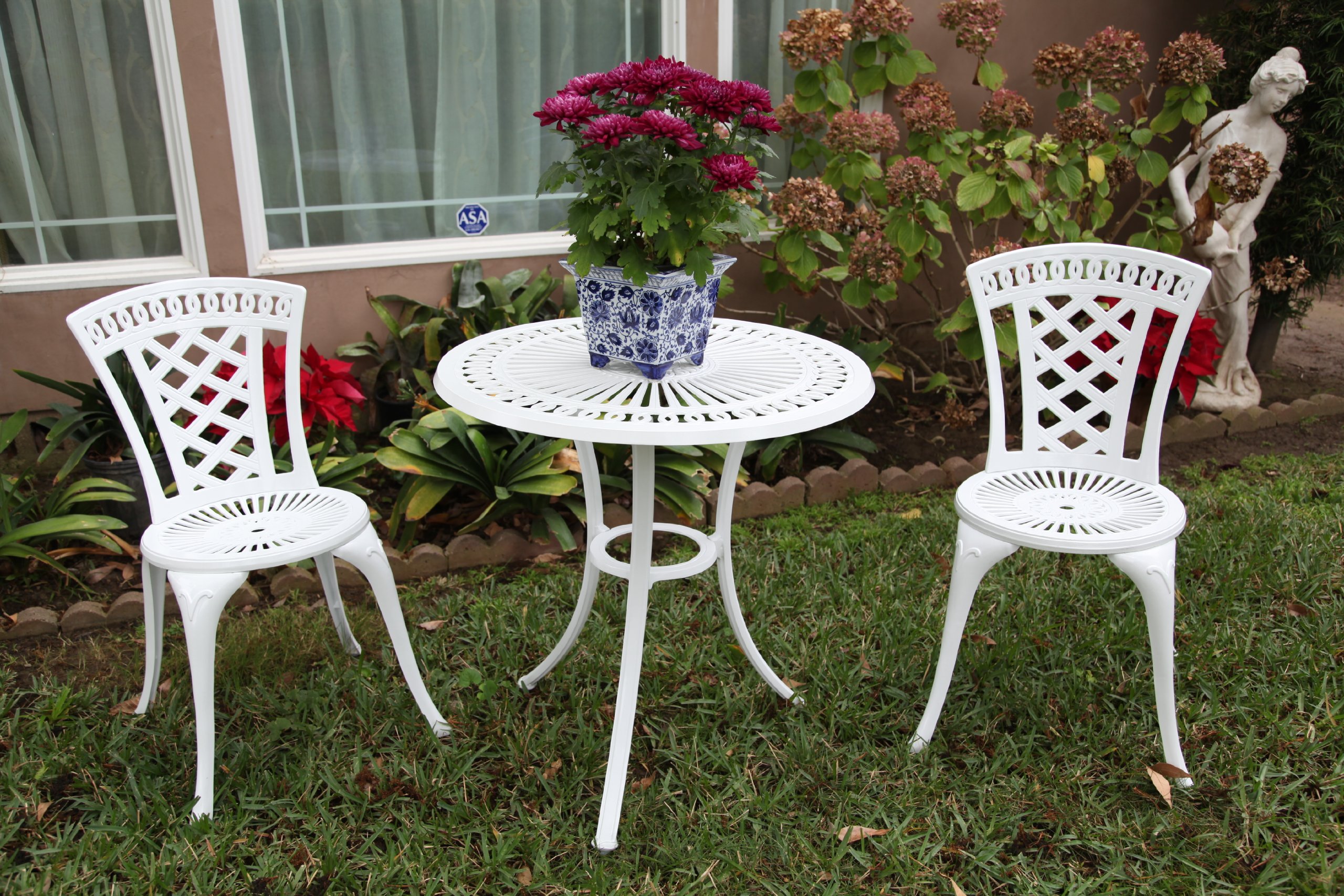 Outdoor Patio Furniture Set - 3-Piece Aluminum Deck Chairs with 27.5