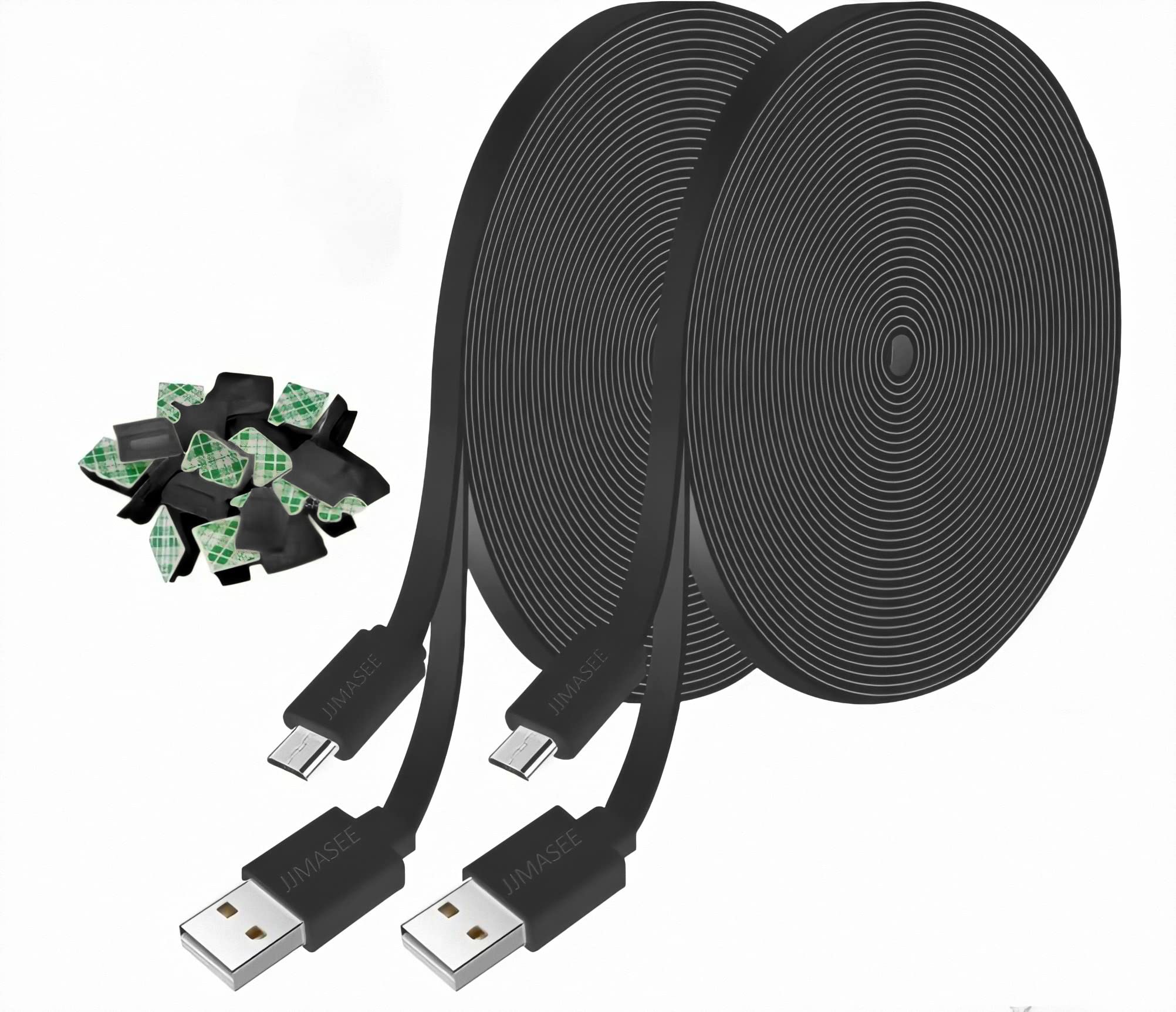 JJMASEE 10FT Micro USB Power Extension Cable (2-Pack, Black) for Wyze Cam V3/V4/OG/V3 Pro, Blink, Blink Mini Pan, Kasa & Arlo Essential Security Cameras - Not for Wyze Pan v3 - Perfect for Home Surveillance & Outdoor Camera Setup