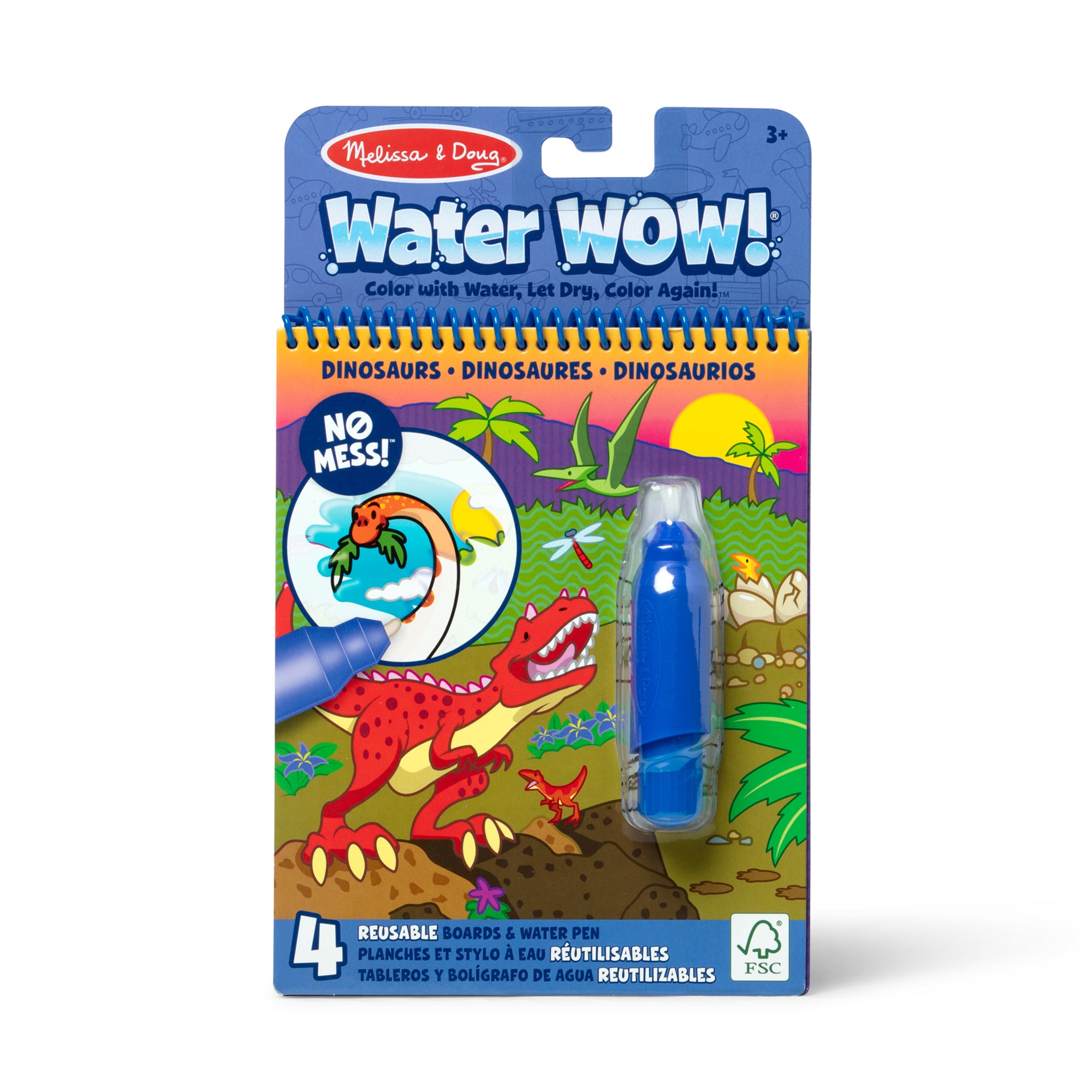 On the Go Water Wow! Water Reveal Pad – Dinosaurs | Mess-Free Coloring Activity for Kids | Travel, Restaurant & Airplane Entertainment