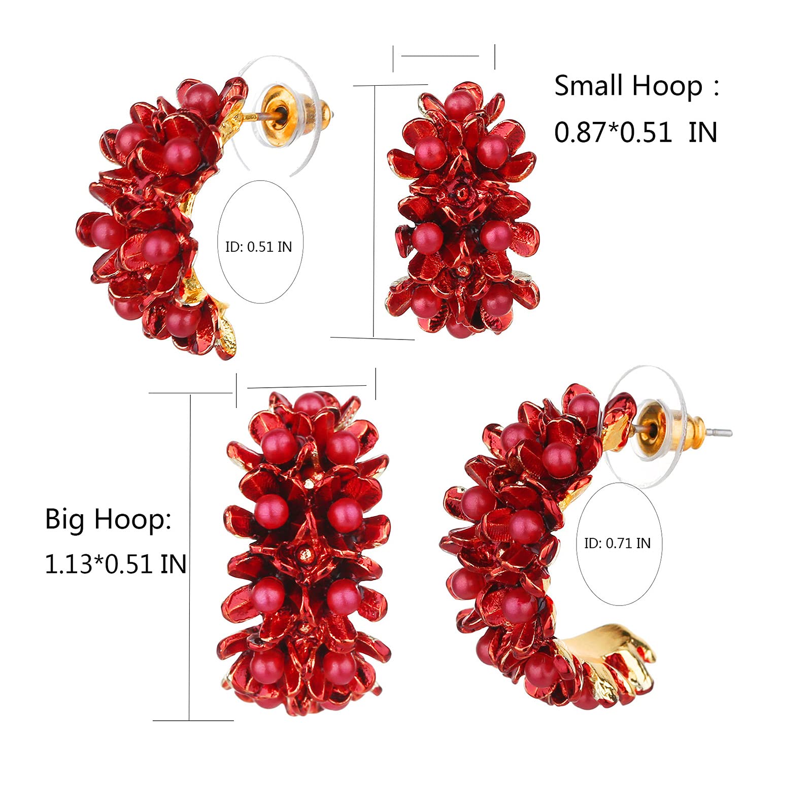 Bohemian Gold Plated Floral Hoop Earrings for Women - Lightweight Stylish Flower Blooming Hoops Jewelry | Perfect for Parties, Weddings & Everyday Wear