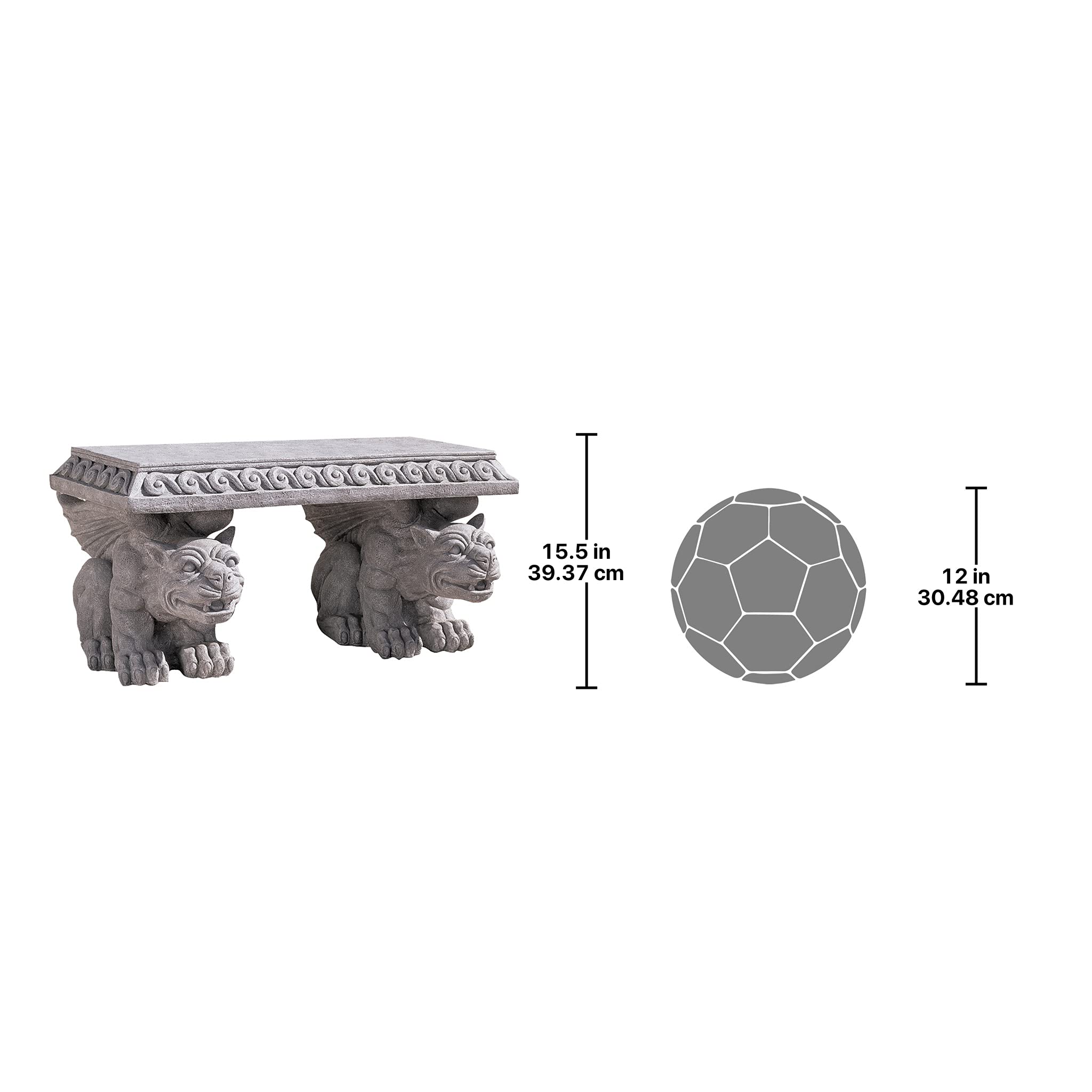 Design Toscano Blair Castle Gargoyle Bench - Gothic Outdoor Garden Bench with Sculptural Gargoyle Details - Perfect for Patio, Garden Decor & Medieval-Themed Landscaping