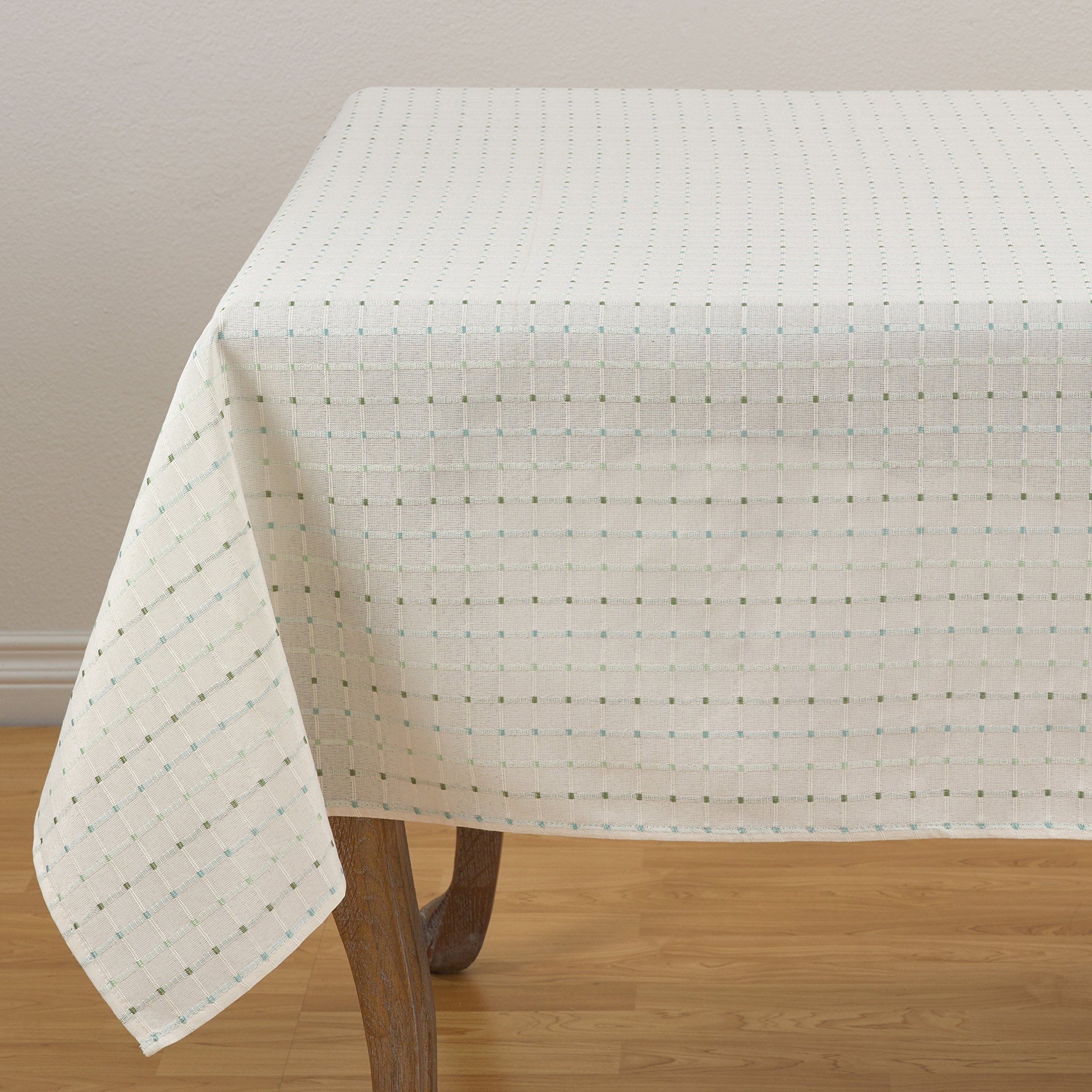 Fennco Modern Stitched Line Tablecloth 65x180 Inches - White Woven Table Cover for Dining, Banquet, Party | Home Decor, Family Gathering, Holiday & Special Occasion | Perfect for Weddings, Thanksgiving & Christmas Celebrations
