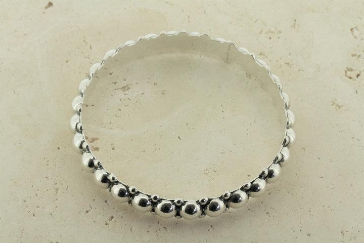 Elegant Beaded Bangle Bracelet - Sterling Silver Handmade Jewelry for Women - Perfect for Parties, Weddings & Everyday Wear