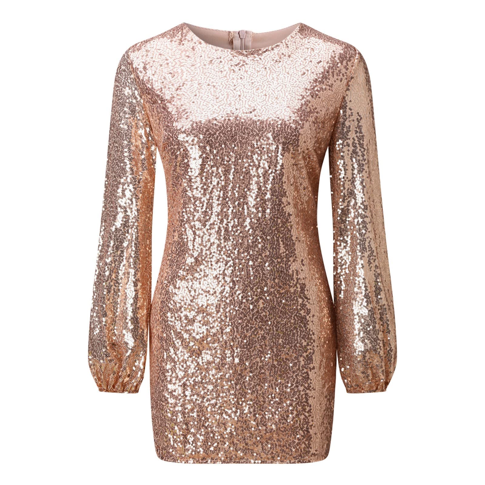 Elegant Women's Long Sleeve Sequin Patch Silk Dress for Wedding Guest, Party, Evening Gala & Special Occasions