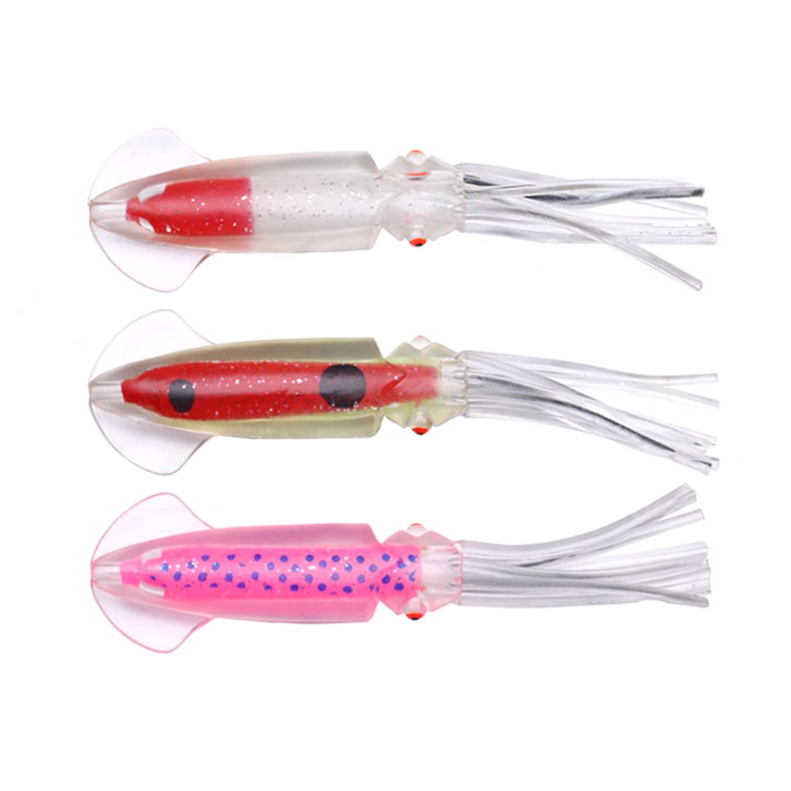 Kasituny 12cm 12.7g & 15cm 20g Soft Squid Fishing Lures - Vivid Colors Lightweight Bait with Easy Installation for Saltwater Freshwater Fishing | Perfect for Bass Trout Walleye Night Fishing
