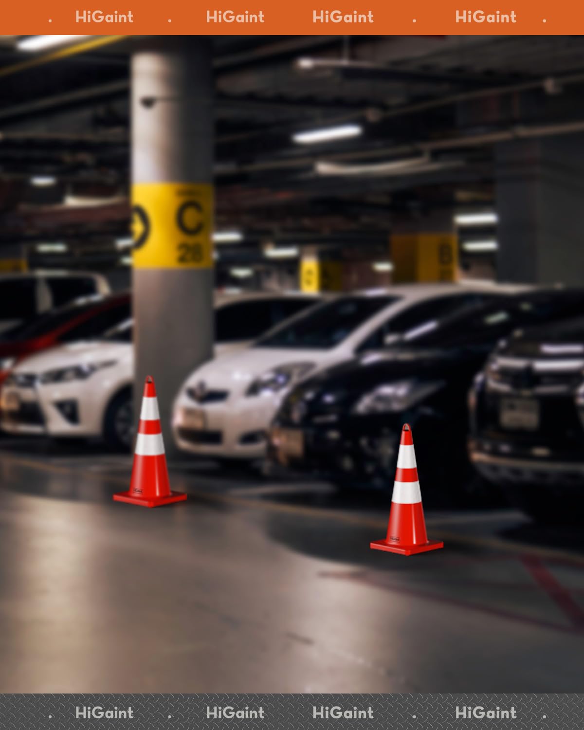 12 Pack HiGiant 28 Inch Reflective Traffic Safety Cones - Heavy Duty Orange PVC Road Cones for Construction, Parking Lots, Driving Training & Sports Events - Perfect for Road Work, School Zones & Emergency Situations