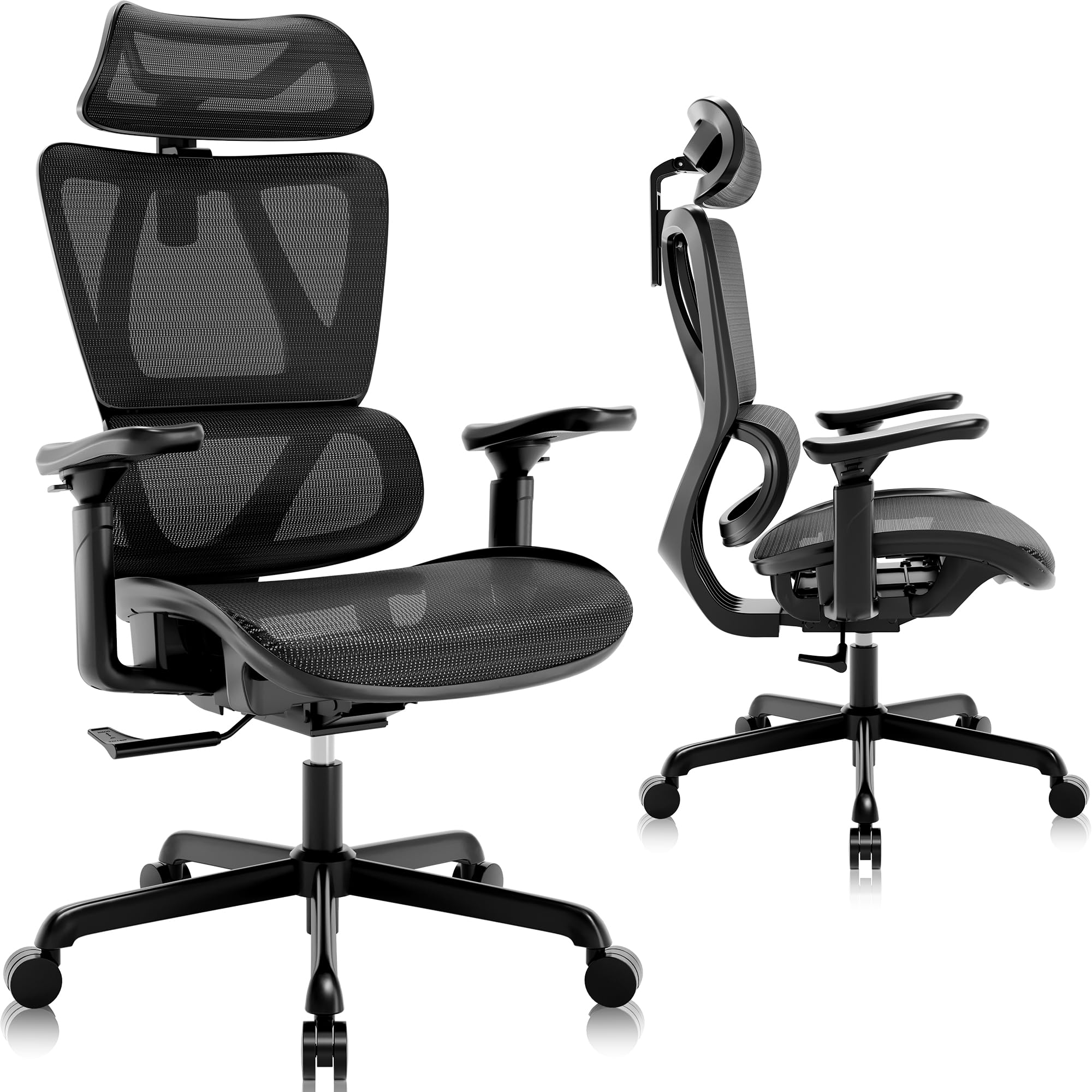 T11 Ergonomic Office Chair - High Back Desk Chair with Adjustable Lumbar Support, Magic Armrests & Wide Headrest - Comfortable Executive Mesh Chair for Big and Tall Users - Perfect for Home Office, Gaming & Remote Work