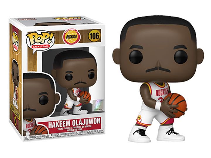 Funko Pop NBA Legends Hakeem Olajuwon Houston Rockets Home Jersey Vinyl Figure with Protector Case - Official Collectible Basketball Gift Set for Fans, Display & Protection