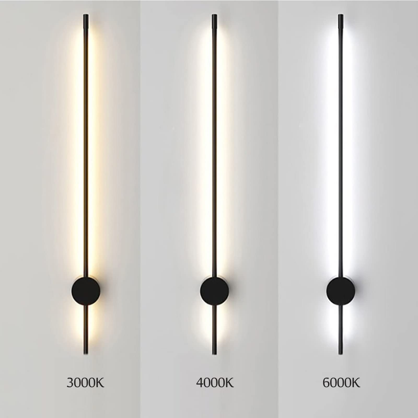 Rotatable Linear LED Wall Sconce - 80cm 12W Modern Black Acrylic Strip Light with Stepless Dimming for Living Room, Bedroom & Accent Wall Lighting | Perfect for Ambient, Task and Decorative Illumination