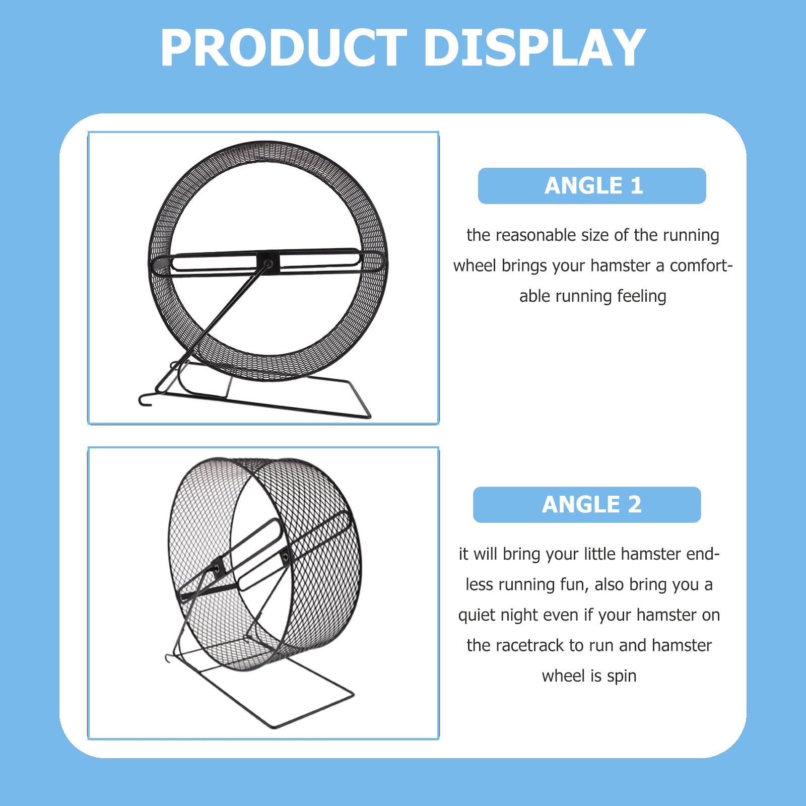 Silent Hamster Exercise Wheel - Non-Slip Chinchilla Running Wheel with Stand for Hedgehogs, Small Pets | Durable Cage Accessory for Hamsters, Gerbils, Mice | Perfect for Nighttime Play & Stress Relief