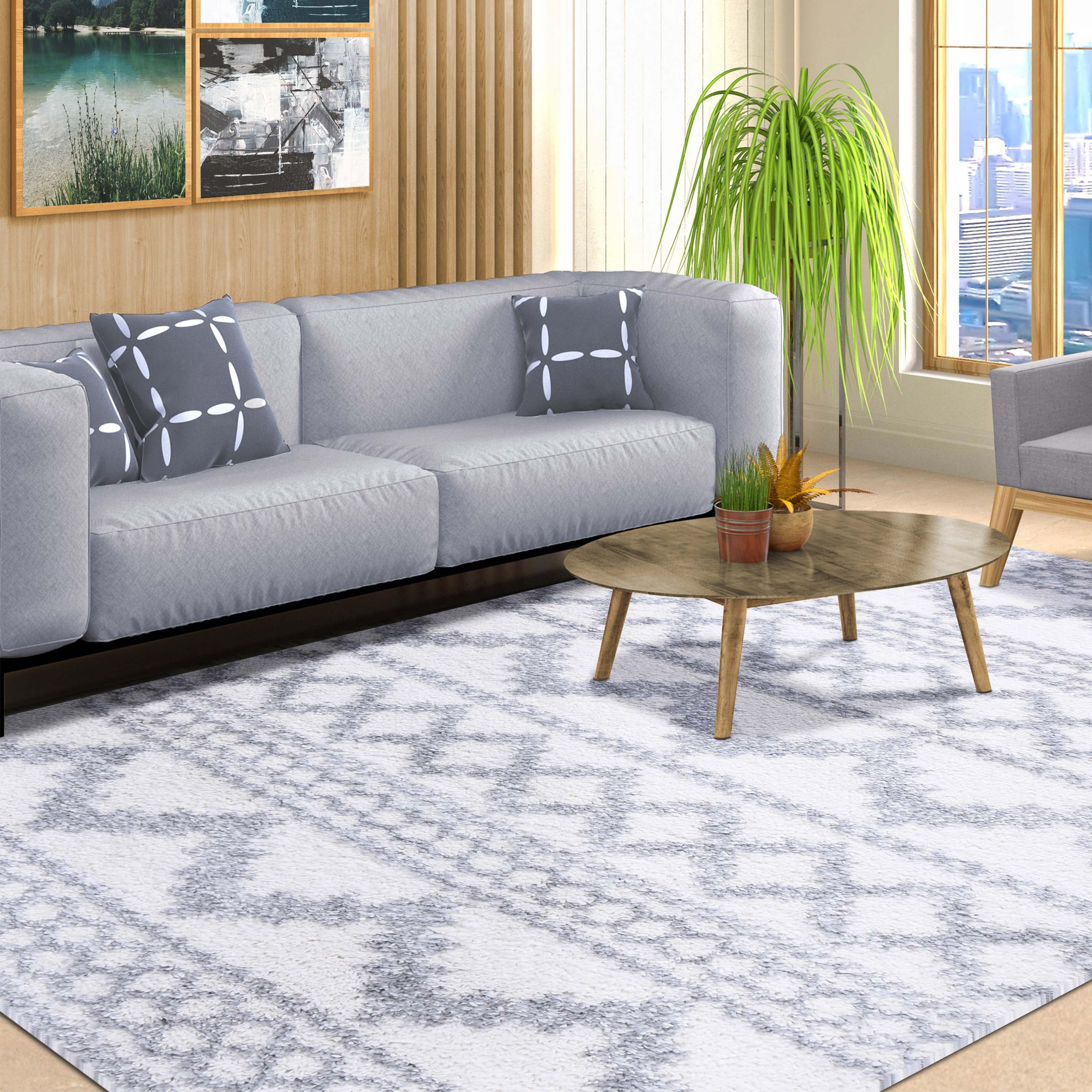 Bohemian Shag Area Rug - Soft Plush Geometric Design for Living Room, Bedroom & Nursery | Stylish & Cozy Home Decor