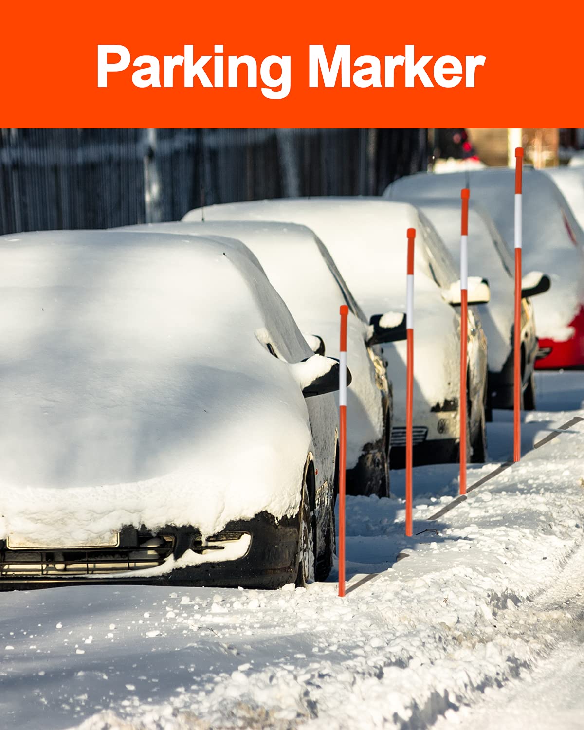 100 Pcs Driveway Reflective Safety Markers - 72 Inch Snow Stakes with High Visibility Reflective Tape, 5/16 Inch Diameter Snow Pole Stakes for Parking Lots, Home Driveways & Roadside - Winter Safety Markers for Snow Removal, Property Boundaries & Night Visibility