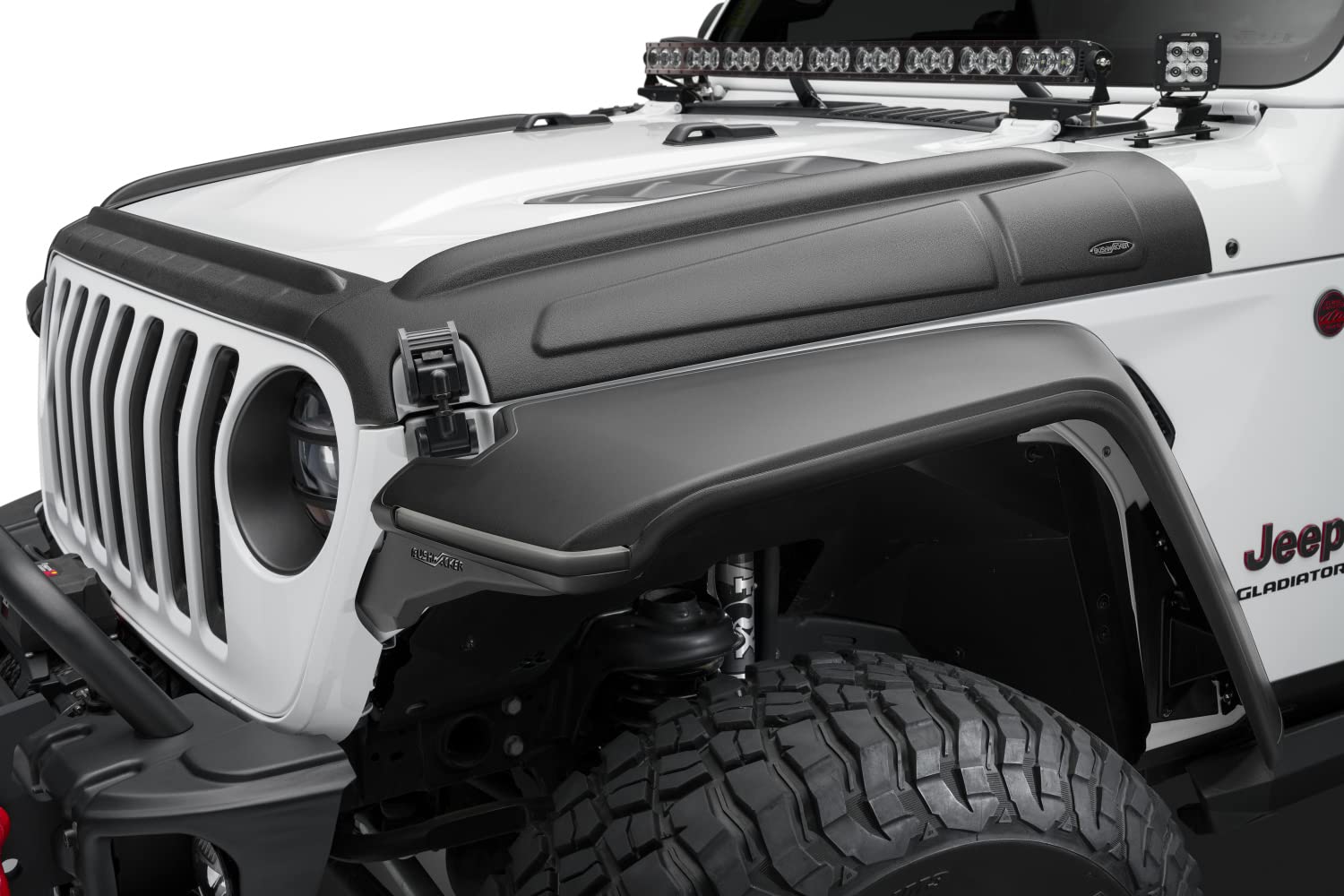Bushwacker Trail Armor Front Hood Guard for 2018-2025 Jeep Wrangler JL & 2020-2025 Jeep Gladiator | 3-Piece Black Off-Road Protection | Perfect for Rock Crawling & Trail Adventures