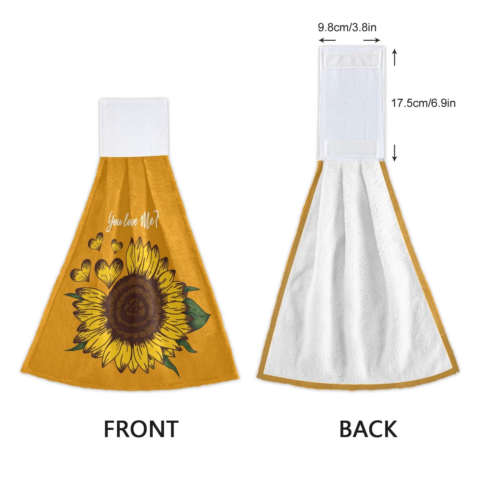 2 Pack Sunflower Microfiber Kitchen Towels with Hanging Loop - Soft Absorbent Hand Towels for Bathroom, Kitchen & Powder Room - Rustic Floral Decor with Valentine Quotes - Perfect for Spring Decor, Dish Drying & Oven Use
