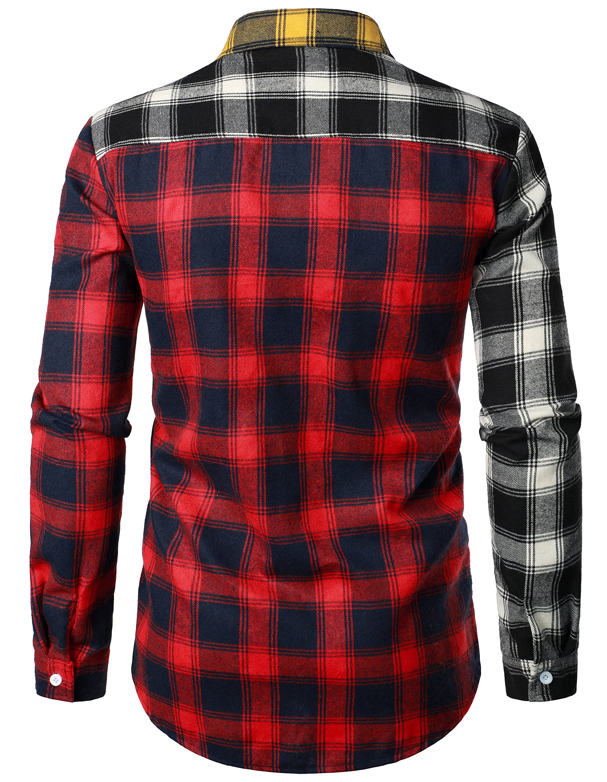 Stylish Color Block Plaid Shirt for Men & Women - Long Sleeve Button Down Casual Shirt with Patchwork Design | Perfect for Office, Date Night and Fall Outfits