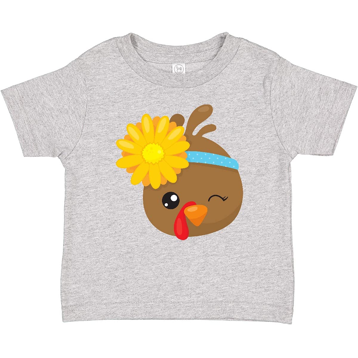 Inktastic Cute Brown Turkey with Sunflower Baby T-Shirt - Adorable Thanksgiving Outfit for Infants & Toddlers - Perfect for Family Gatherings, Holiday Photos & Festive Celebrations