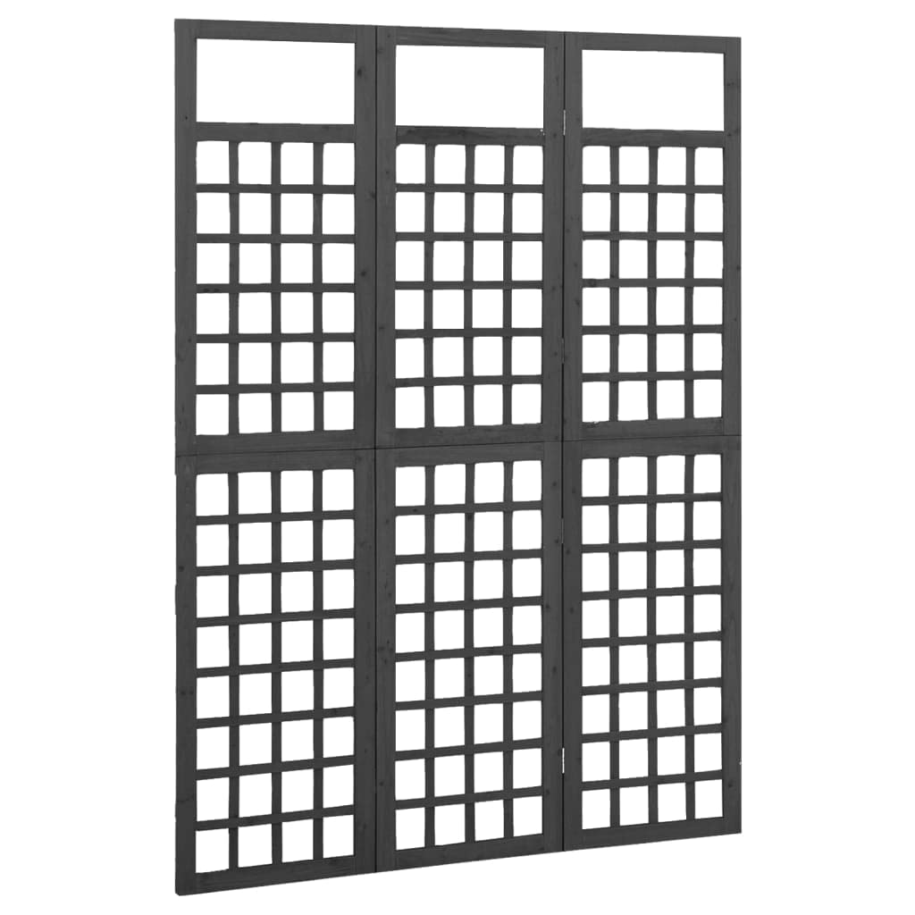 CHARMMA 3-Panel Wooden Room Divider - Black Fir Wood Trellis Screen 47.6 x 70.9 Inches - 6.22KG | Privacy Partition for Home, Office & Outdoor Spaces
