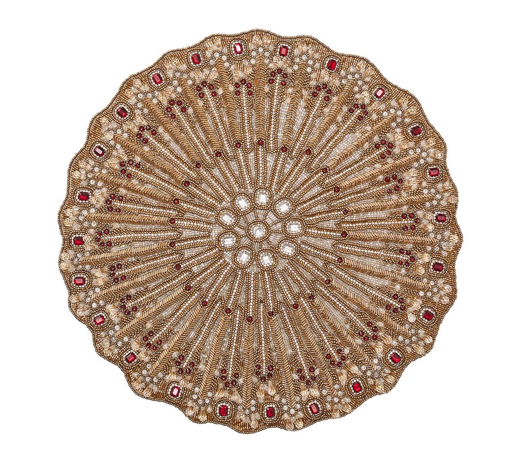 Lumiere Champagne & Crystal Placemat Set of 2 - Elegant Table Setting for Dining, Wedding, or Gift - Premium Placemats in Gift Box