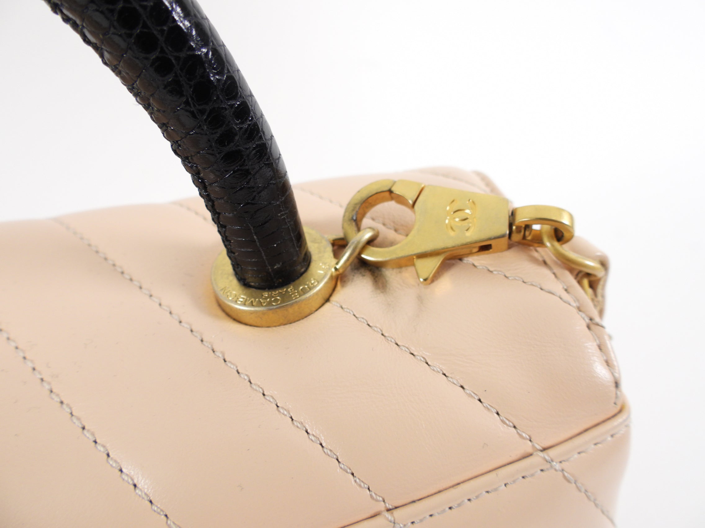 Chanel Light Nude Chevron Lizard Skin Coco Top Handle Bag - Luxury Designer Handbag for Women, Perfect for Parties, Weddings & Special Occasions