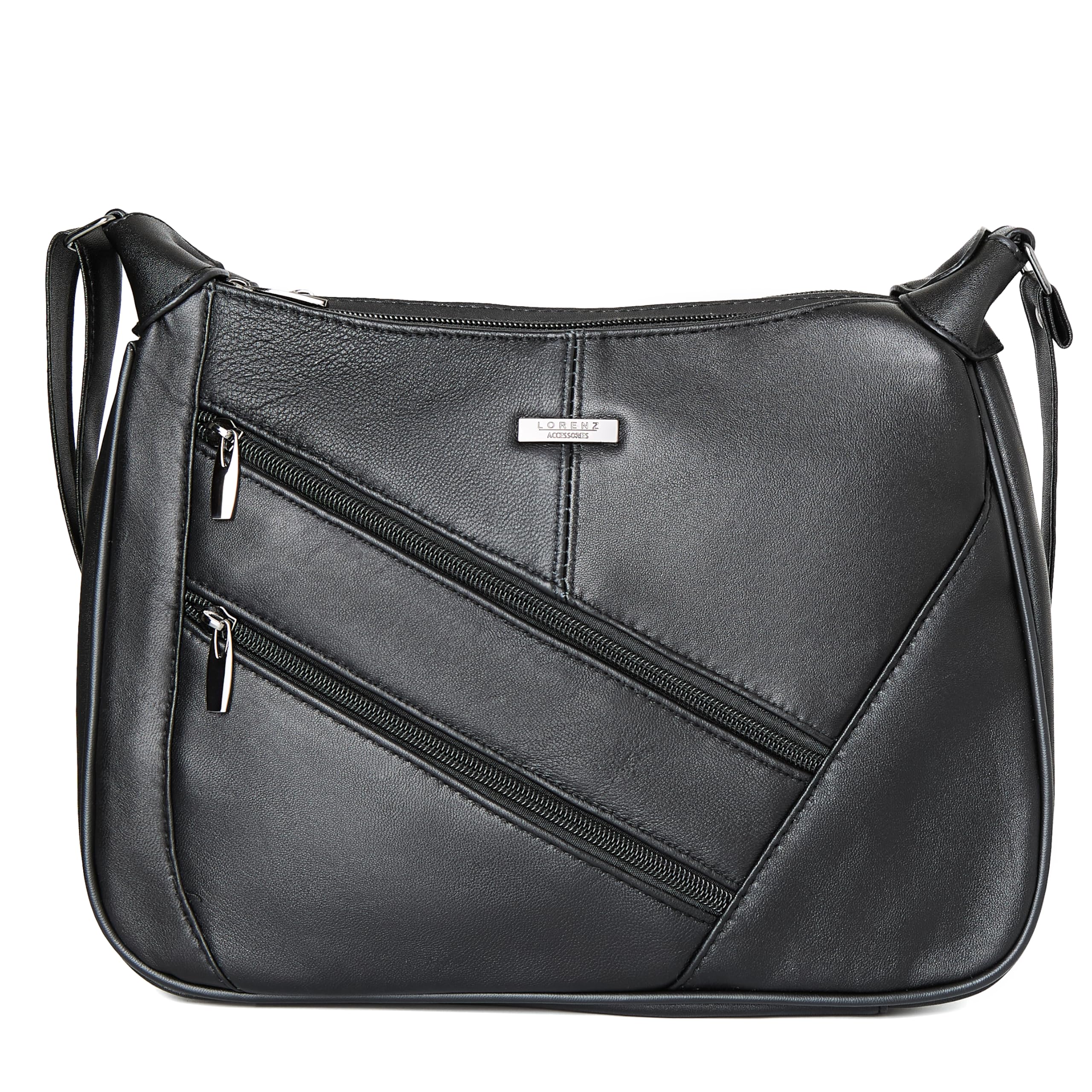 Woodland Leathers Women's Genuine Soft Leather Crossbody Bag - Black Medium Shoulder Purse with Adjustable Strap & Multiple Pockets | Perfect for Work, College, Travel & Everyday Use