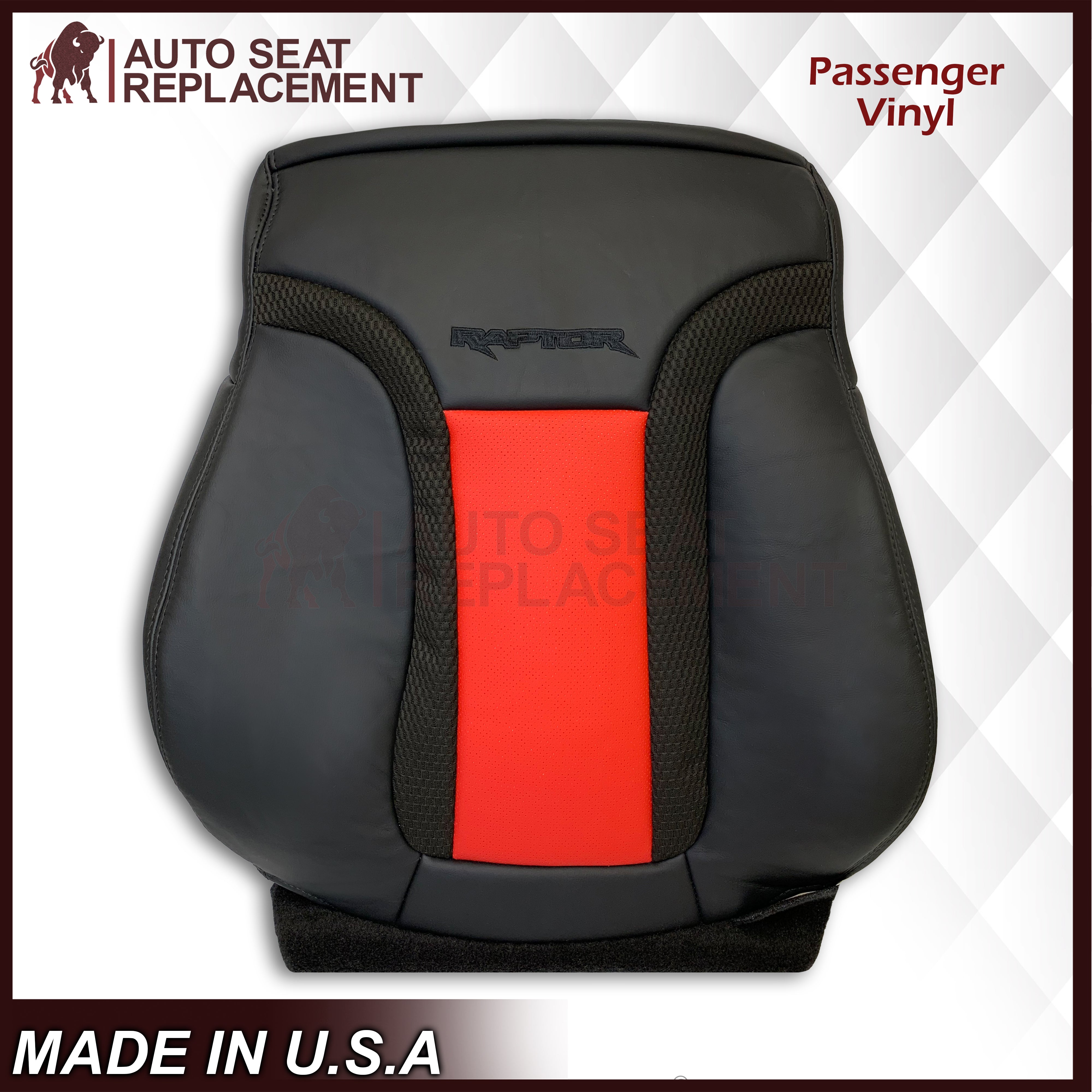 2010-2014 Ford F-150 Raptor Perforated Seat Covers - Top/Bottom, 2-Tone Red & Black (Leather/Vinyl) | Premium Car Interior Upgrade for Off-Road & Daily Driving