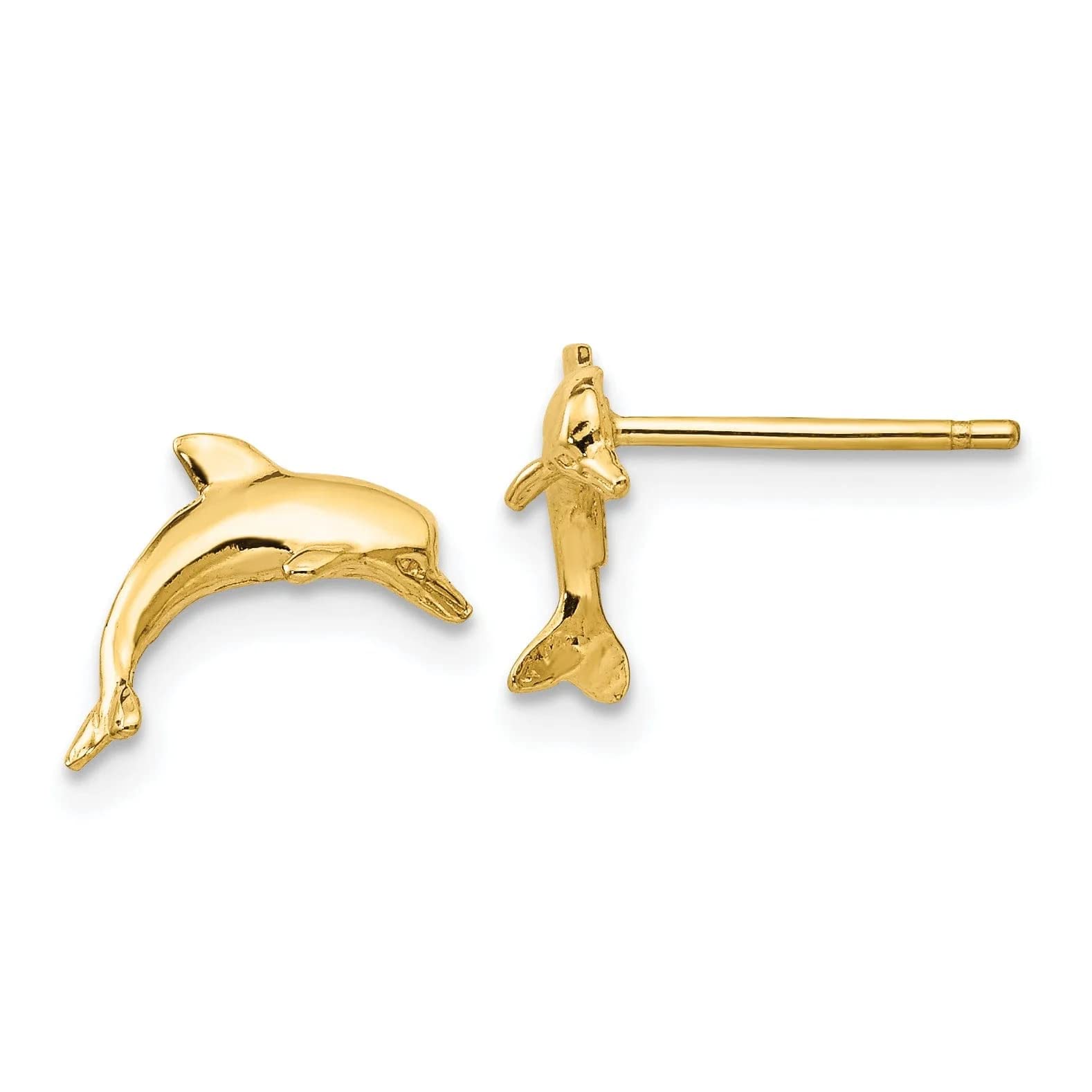14K Yellow Gold Dolphin Stud Earrings for Women - Hypoallergenic Dainty Jewelry Gift for Her - Perfect for Beach Vacations, Summer Outfits & Ocean Lover Gifts