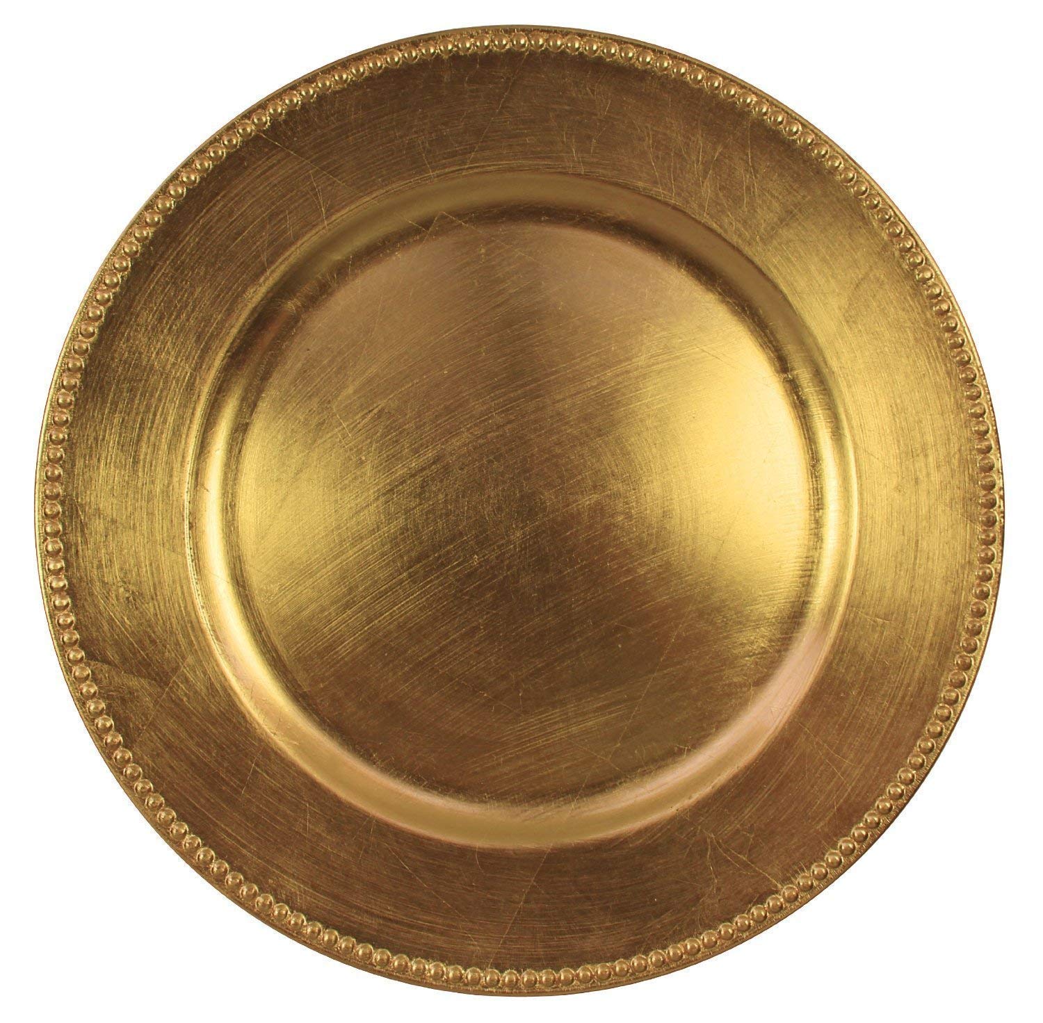 24-Pack Gold Beaded Plastic Charger Plates - Elegant Formal Dinnerware for Weddings, Banquets & Catering Events - Durable Disposable Chargers for Restaurants & Home Dining Decor