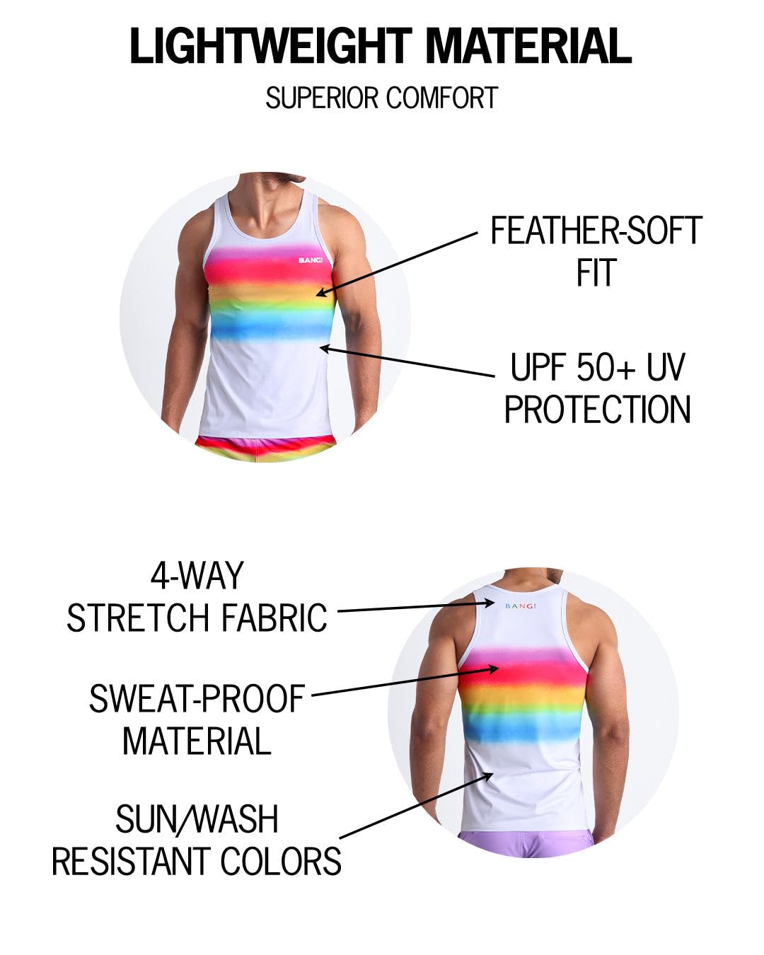 Bang Men's Muscle Tank Top - Sleeveless Athletic Shirt for Gym, Workout & Fitness Training - Breathable Sportswear for Bodybuilding, Running & Nightclubbing