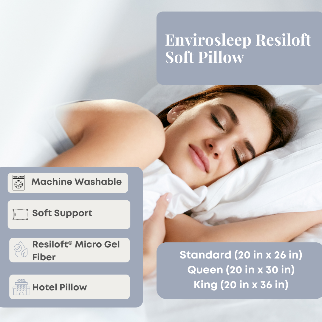 Envirosleep Resiloft Soft Pillow - Ultra Comfort Hotel Quality Pillow for Side, Back & Stomach Sleepers | Perfect for Home, Travel & Hotel Use