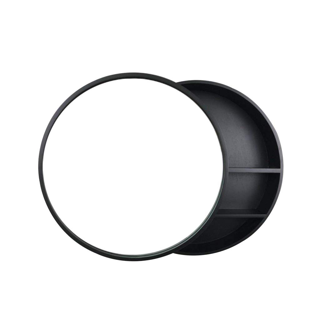 Wall-Mounted Round Mirror with Shelf - Modern Bathroom Vanity Mirror & Storage Cabinet | Perfect for Small Bathrooms, Powder Rooms & Makeup Areas
