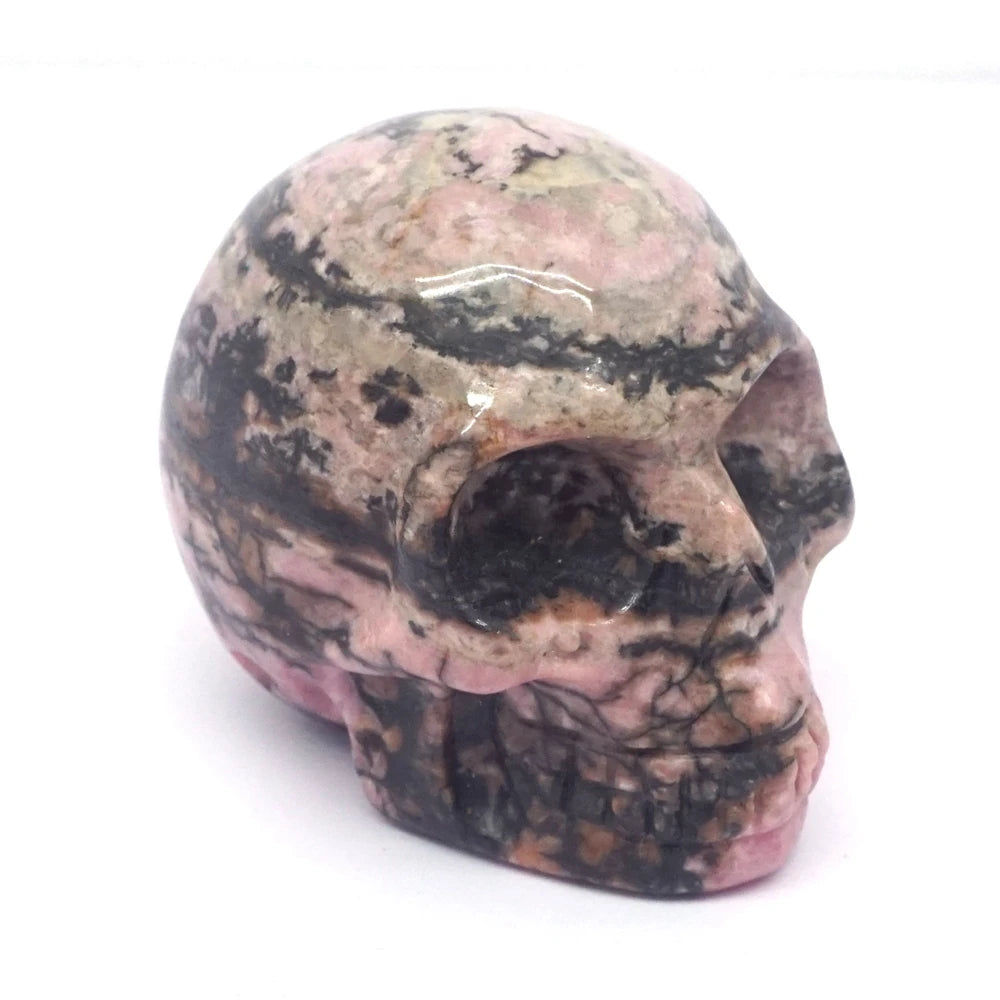 2 Pack Skull Statue Figurines - Natural Crystal Stone Chakra Healing Gemstone Sculpture for Home Decor, Halloween Party Decoration & Spiritual Gift (Perfect for Meditation Space, Yoga Room & Gothic Decor)