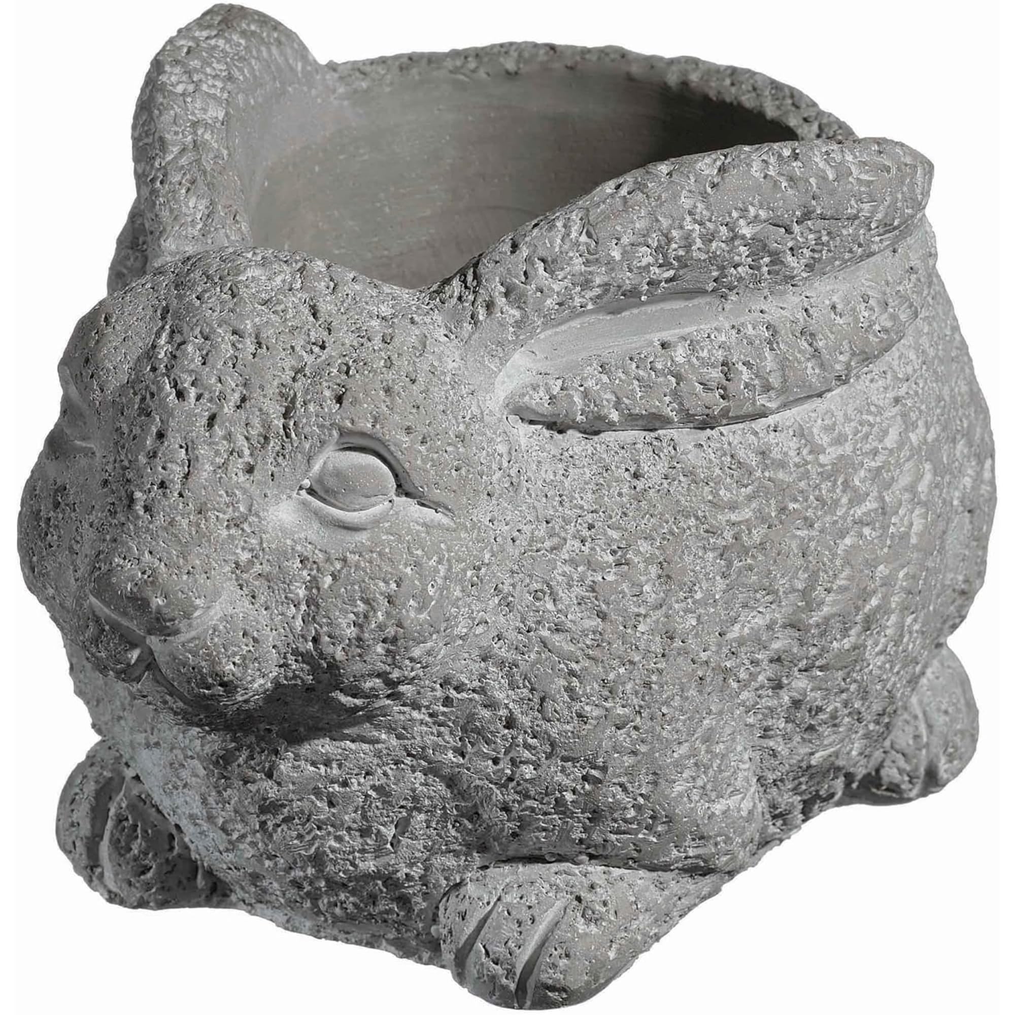 Small 6in Gray Rabbit Cement Planter for Indoor & Outdoor Plants - Classic Home & Garden Decor with Drainage Hole | Perfect for Succulents, Herbs & Flowers on Patio, Balcony or Tabletop