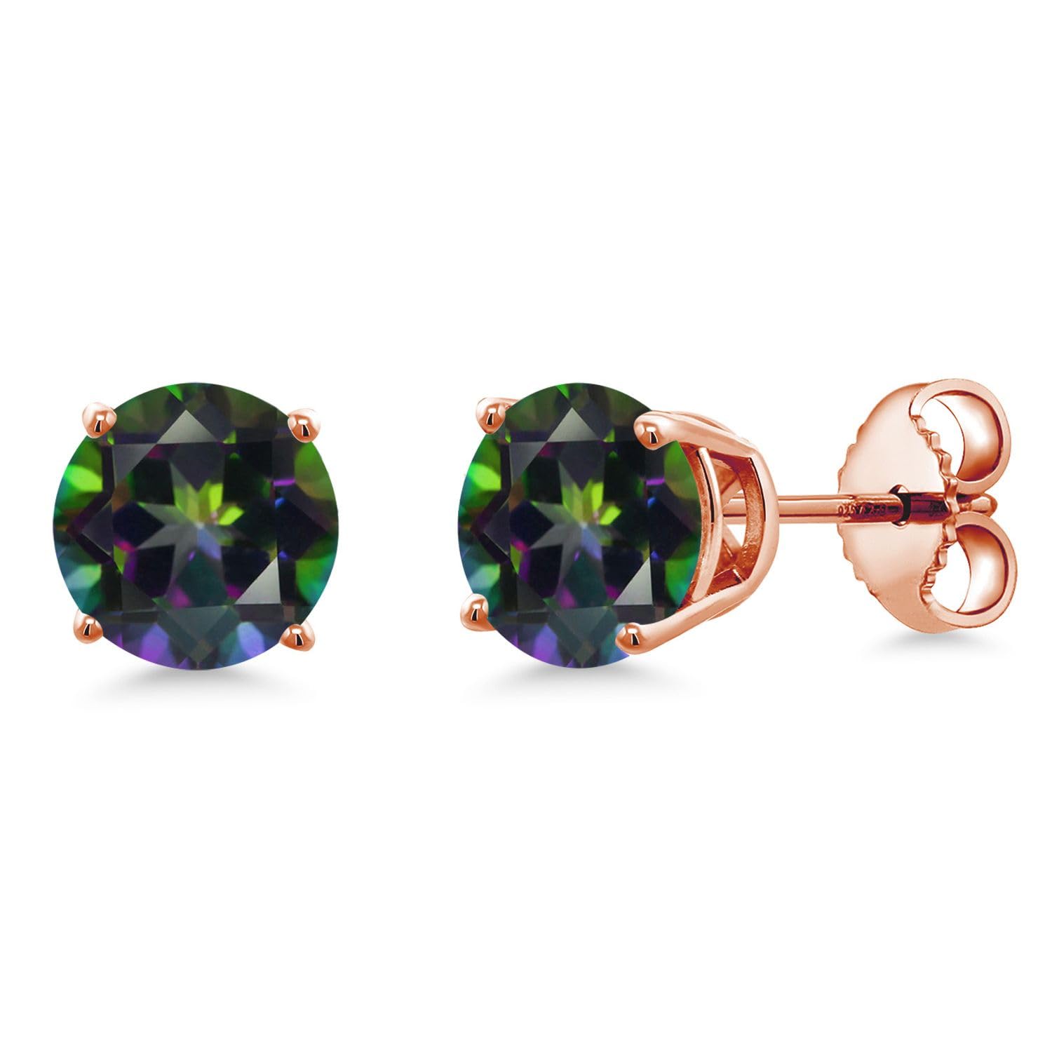 Gem Stone King 18K Rose Gold Plated Sterling Silver 6MM Round Birthstone Stud Earrings for Women & Men | Personalized Jewelry Gift for Birthday, Anniversary & Special Occasions
