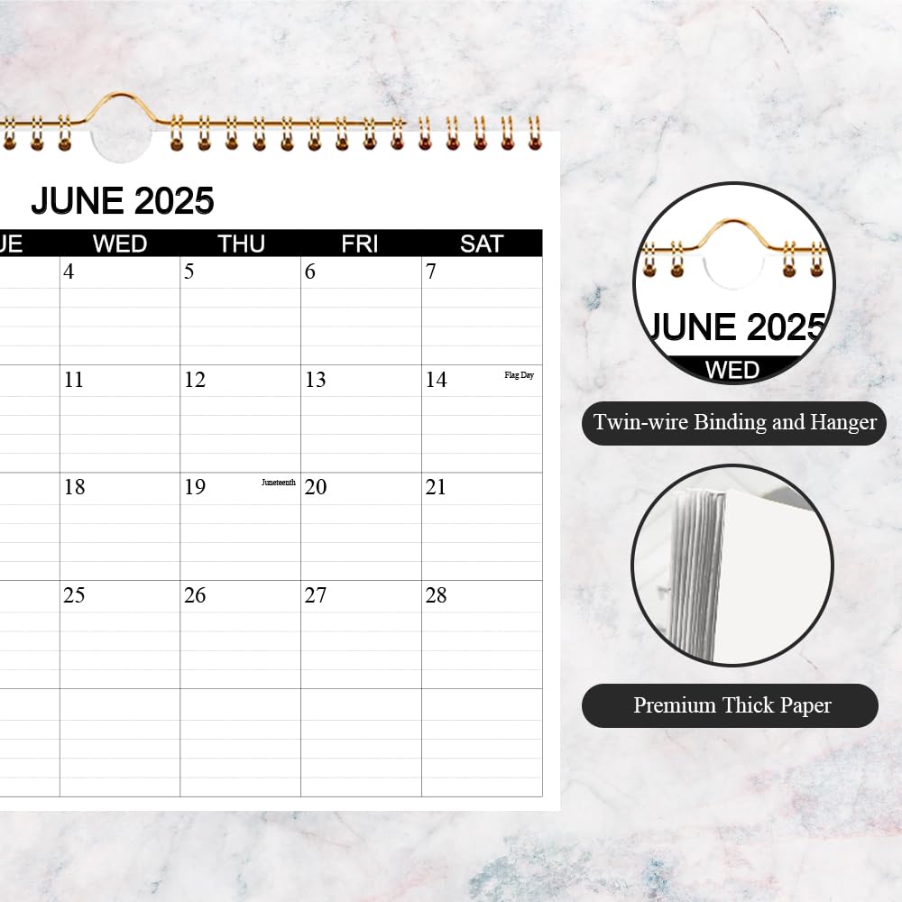 2025-2026 Wall Calendar | 19-Month Planner from June 2025 to December 2026 | Thick Paper 8.5