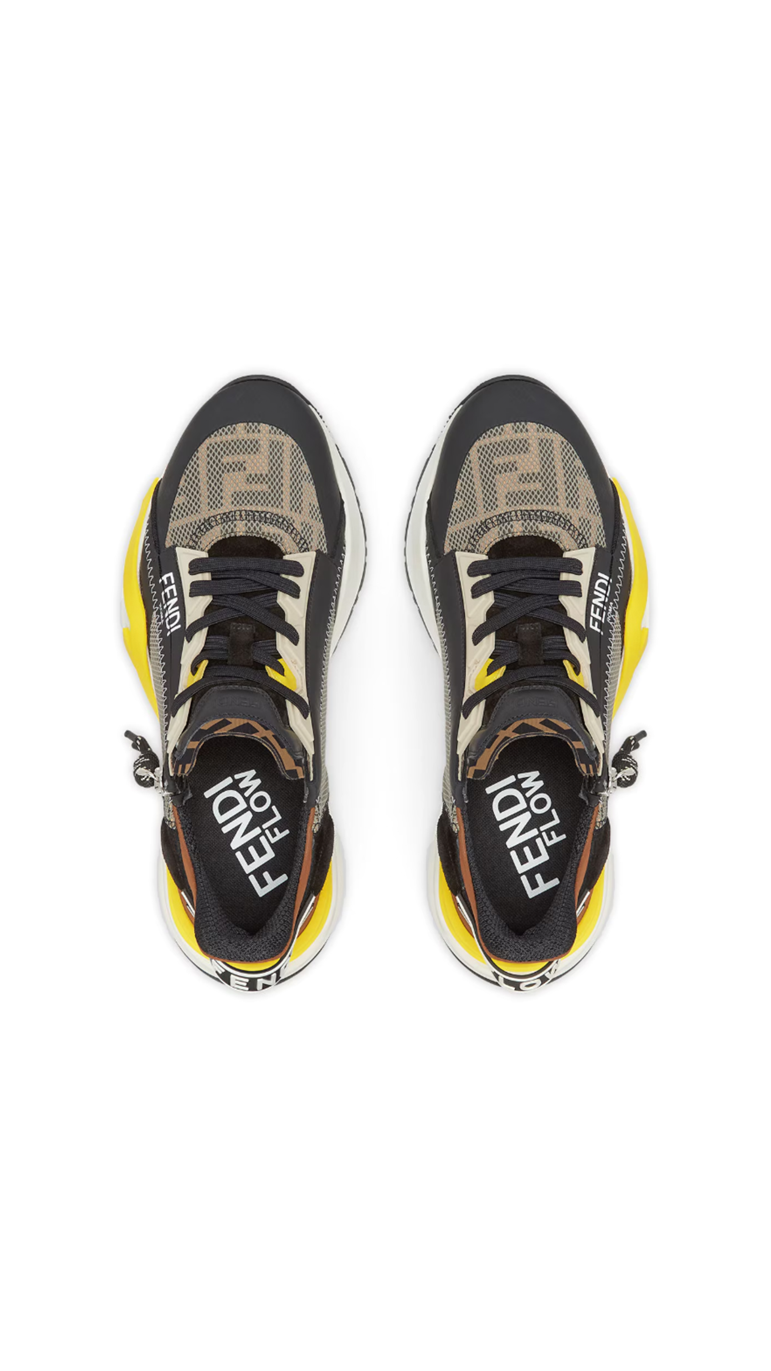 Fendi Flow Sneakers for Women - Stylish Black, Brown & Yellow Casual Shoes | Perfect for Running, Walking & Everyday Fashion