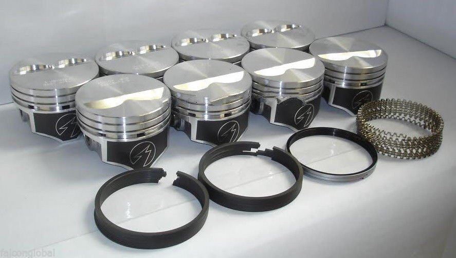 SPEED PRO Hypereutectic Flat Top 2vr Pistons Set with CAST Rings for Chevy 350 9.7:1 020 - High Performance Engine Upgrade for Racing & Street Use