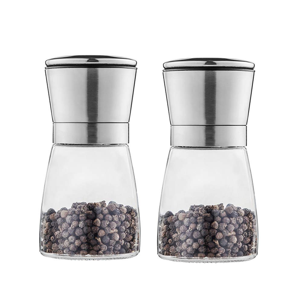 Premium Stainless Steel Garlic Grinder & Pestle Set with Adjustable Ceramic Rotor - Salt & Pepper Mill for Kitchen, BBQ, Camping & Gourmet Cooking