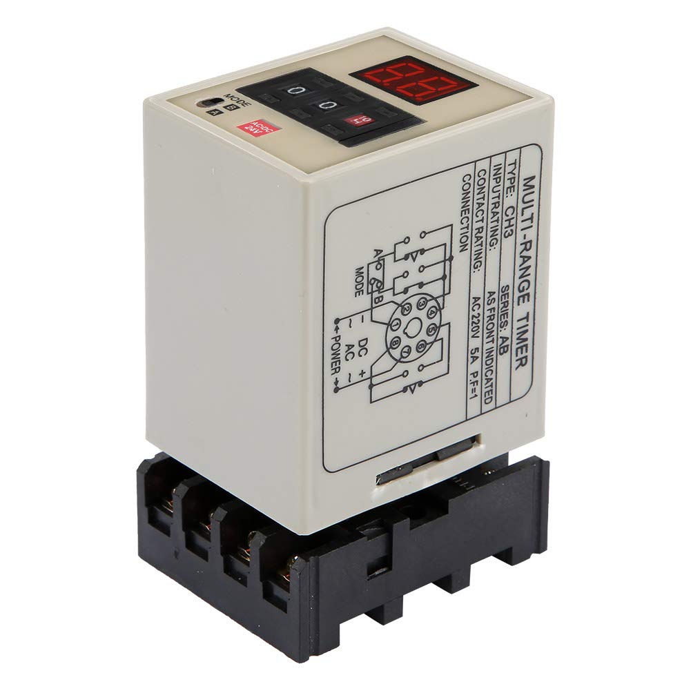 Digital Delay Timer Relay AH3-DM 0.01S-99H Dual Mode with LED Display - 12V/24V/110V/220V/380V (DC 12V, AC/DC 24V) - Perfect for Industrial Automation, HVAC Systems, and Electrical Control Panels