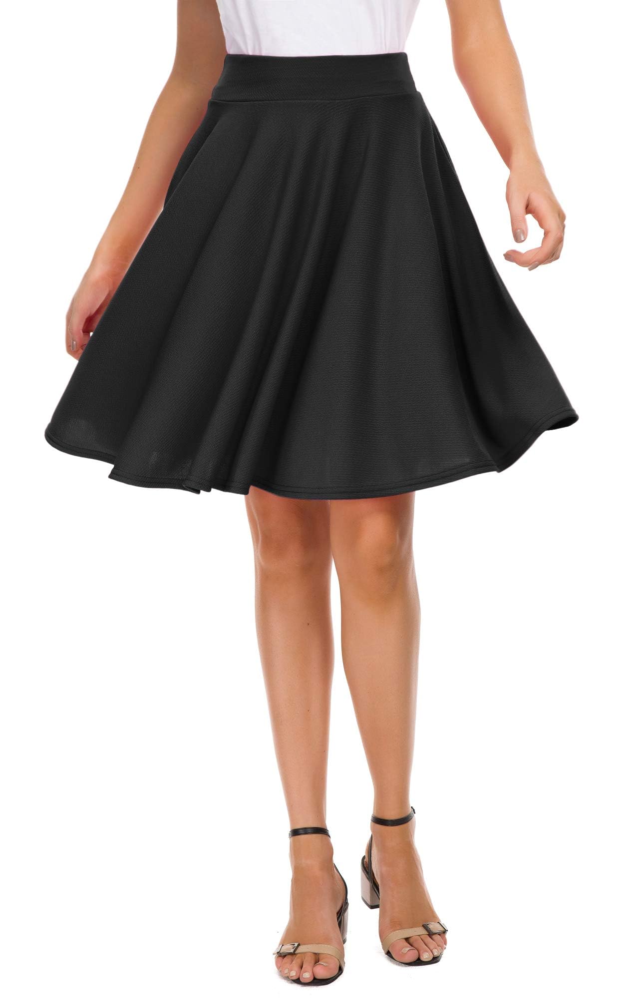 Women's Stretchy Flared Mini Skater Skirt - A-Line Pleated Midi Skirt for Casual Wear | Perfect for Parties, Dates & Everyday Outfits