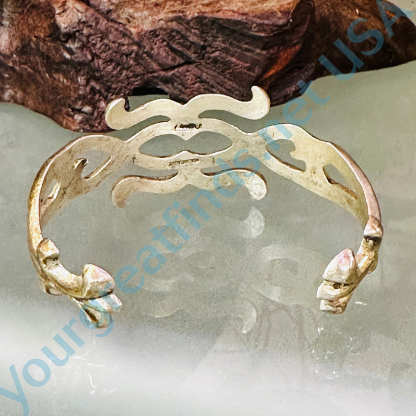 Sterling Silver Navajo Sand Cast Cuff Bracelet by FL Begay - Handmade Native American Jewelry for Women, Boho Fashion Accessory, Perfect for Festivals & Special Occasions