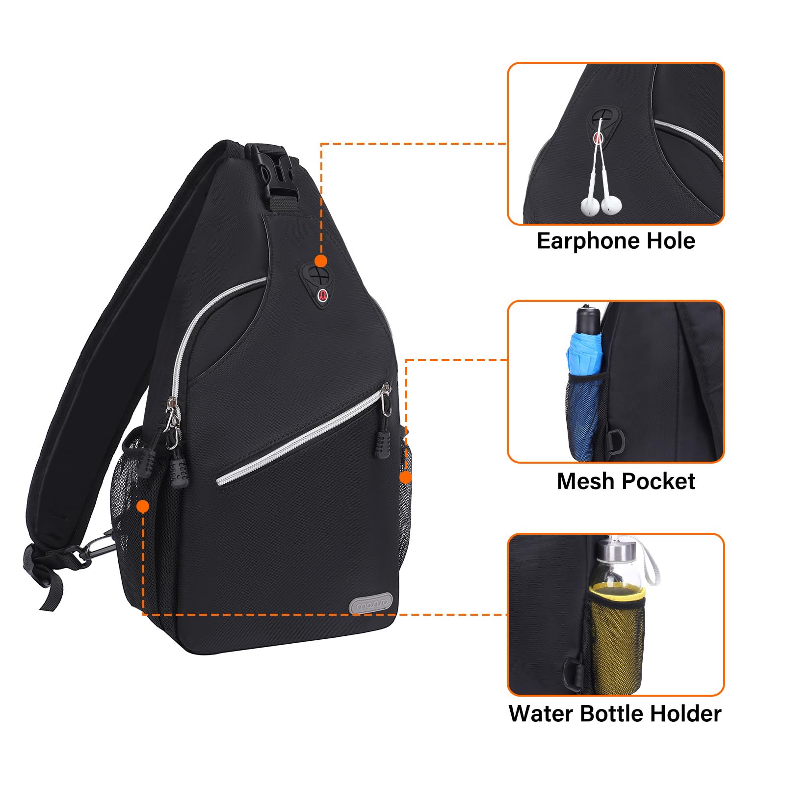 MOSISO Sling Backpack - Lightweight Crossbody Shoulder Bag for Travel, Hiking, Work & School | Water-Resistant Multipurpose Daypack for Men & Women | Perfect for Commuting, Outdoor Adventures & Daily Use