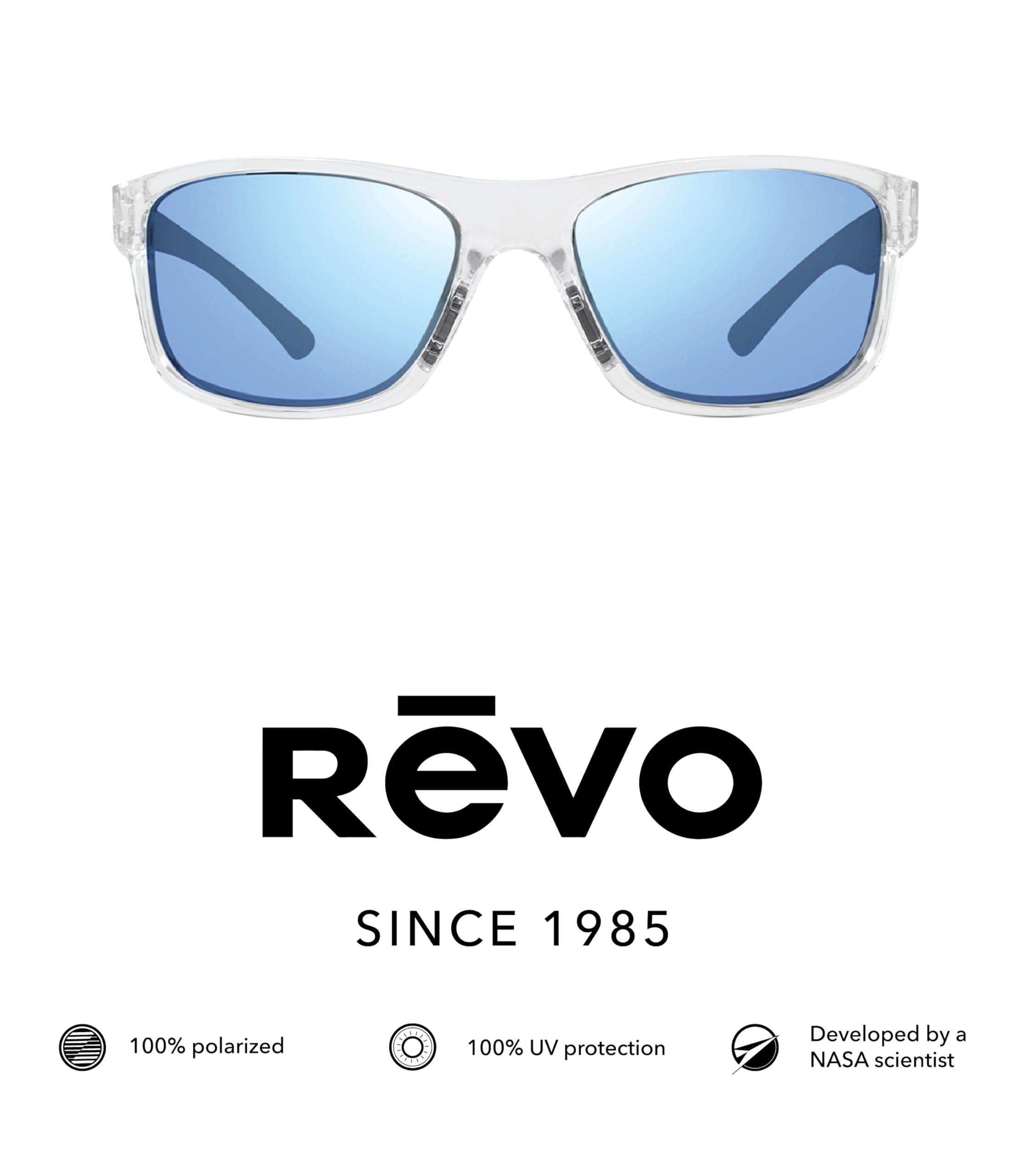 Revo Polarized Sunglasses for Men & Women - Sport Wrap Frame with Rectangle Design - UV Protection for Running, Cycling & Outdoor Activities