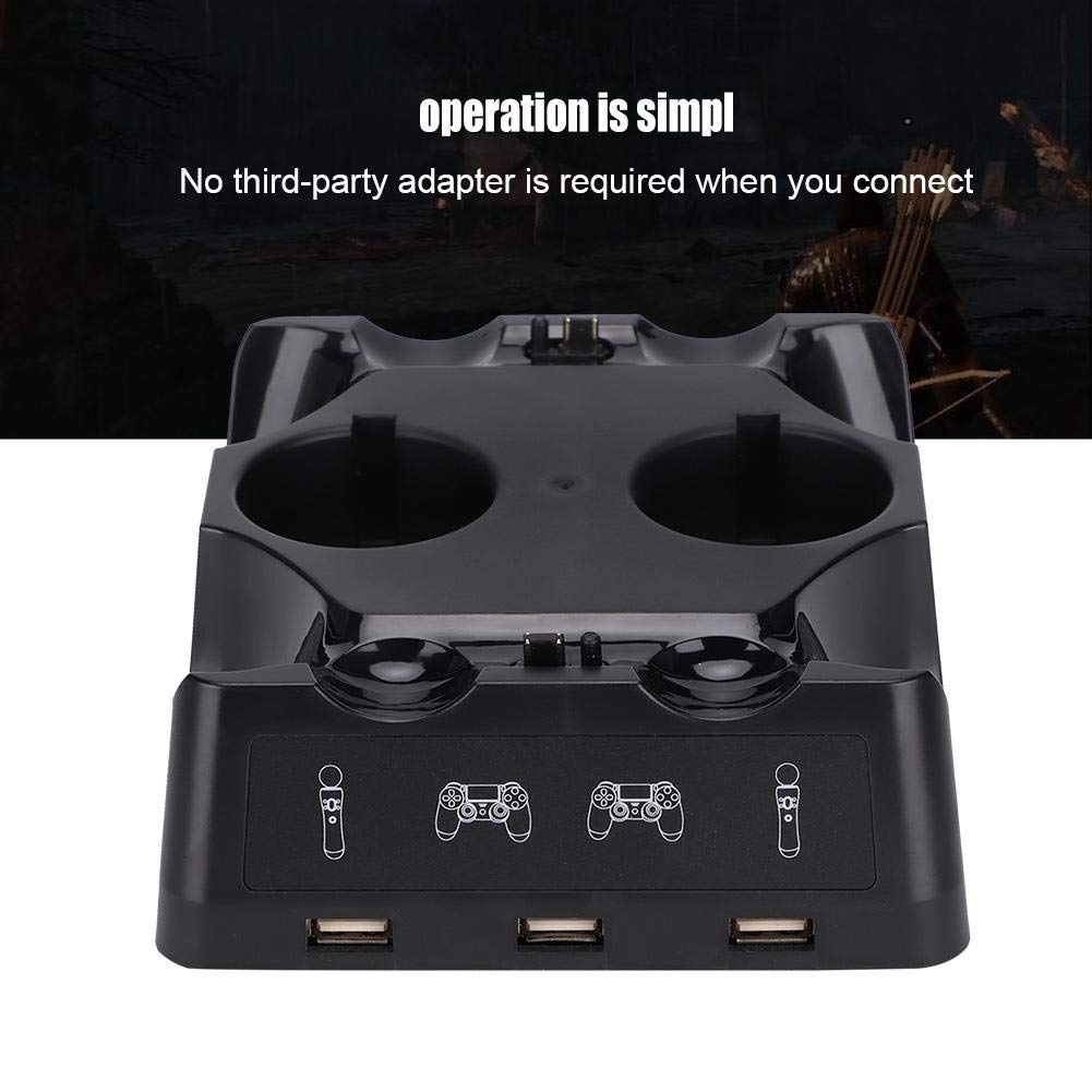 4-Port USB Charging Dock Station for PS4 VR & Move Controllers - Fast Charging Stand for Multiple Gaming Accessories | Perfect for Gaming Setups & Multi-Device Charging