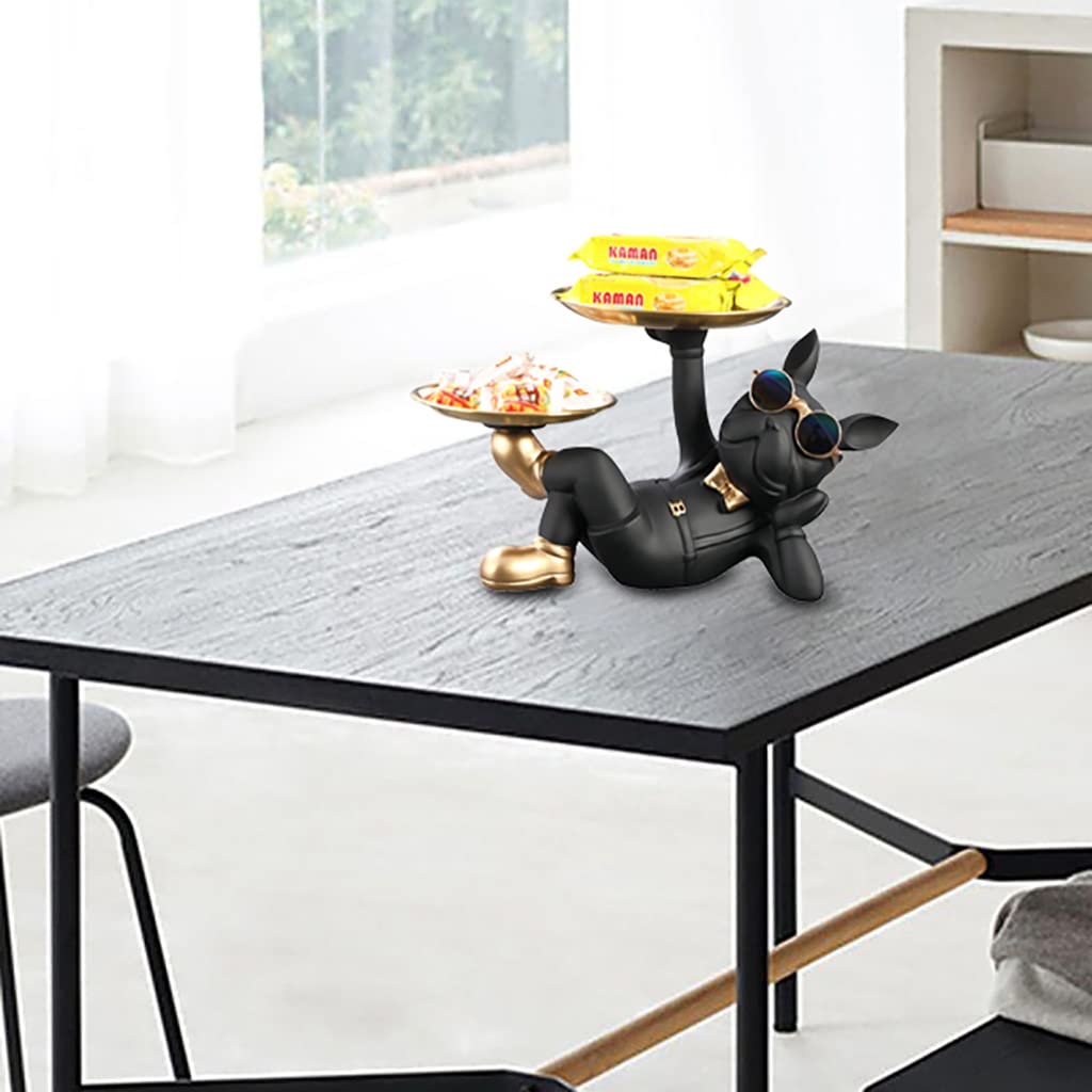 French Bulldog Stainless Steel Tray - Key, Snack & Perfume Holder | Decorative Sculpture for Table & Desk | Jewelry & Candy Organizer | Home & Office Decor (Gray) - Perfect for Gifts, Vanity Organizing & Party Decor