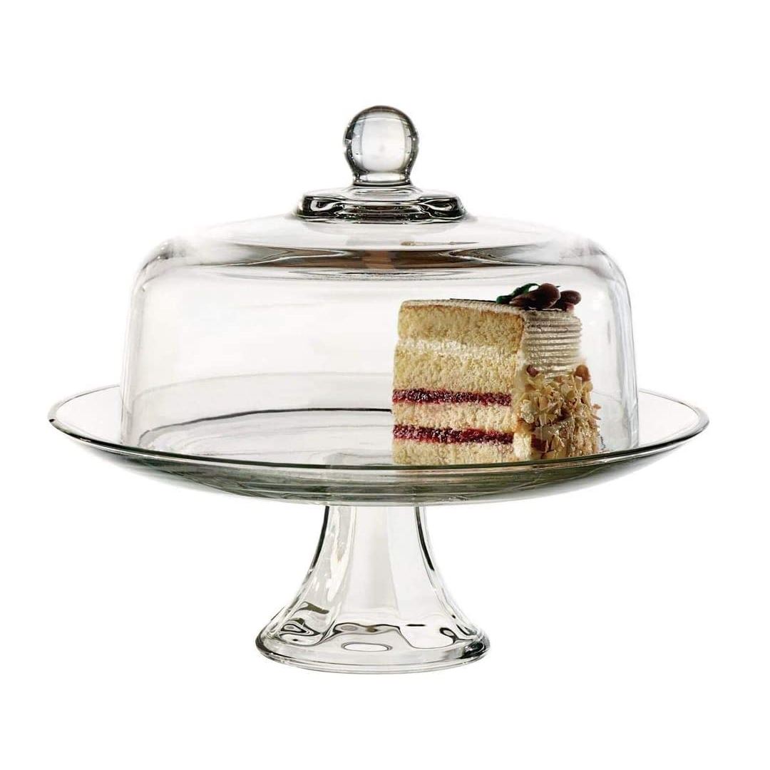 Anchor Hocking Presence 13-Inch Glass Cake Stand with Dome Cover - Elegant Dessert Display for Weddings, Parties & Home Decor